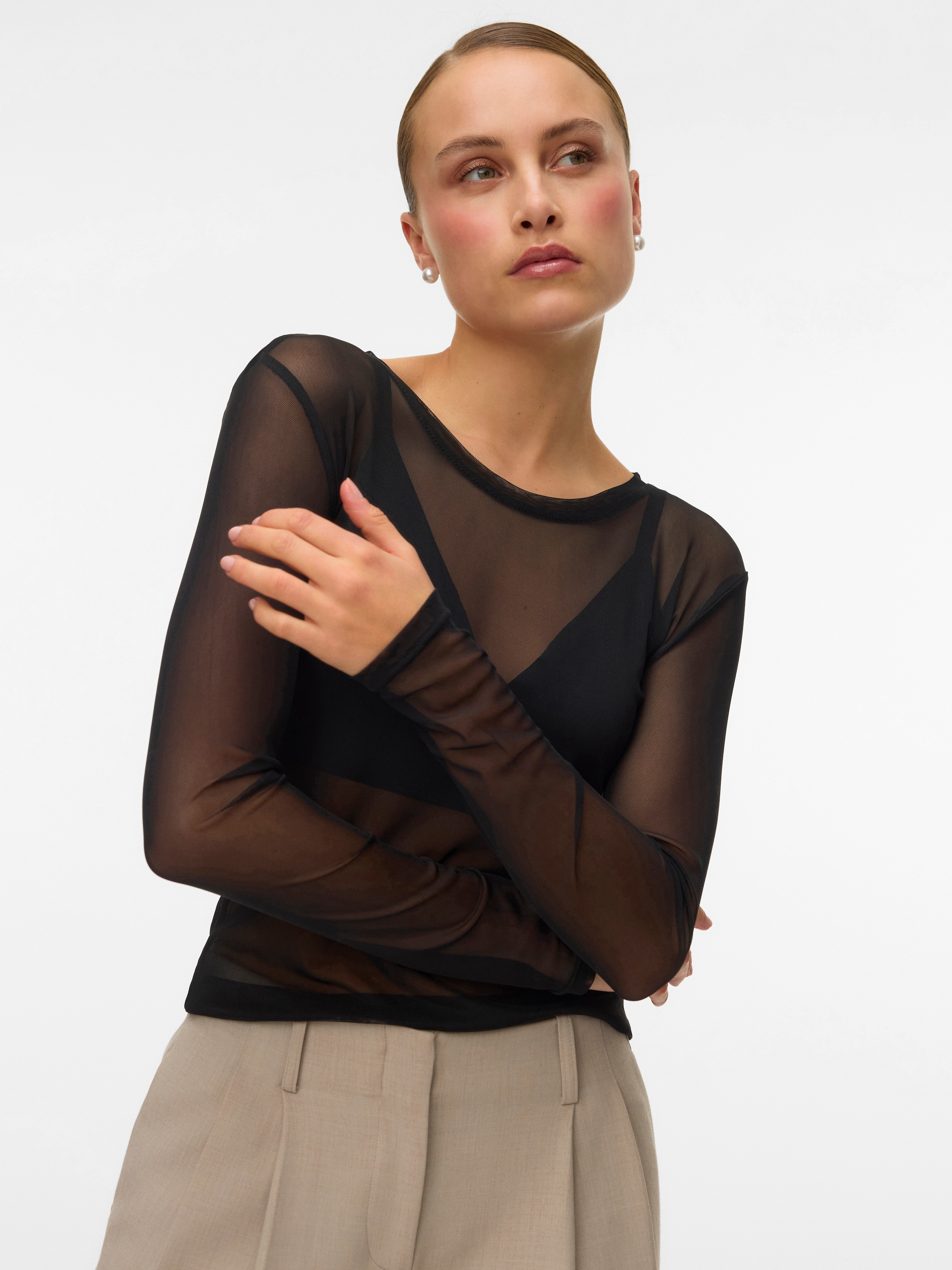 Image of Vero Moda Langarmshirt "VMLOVA LS MESH TOP JRS NOOS"