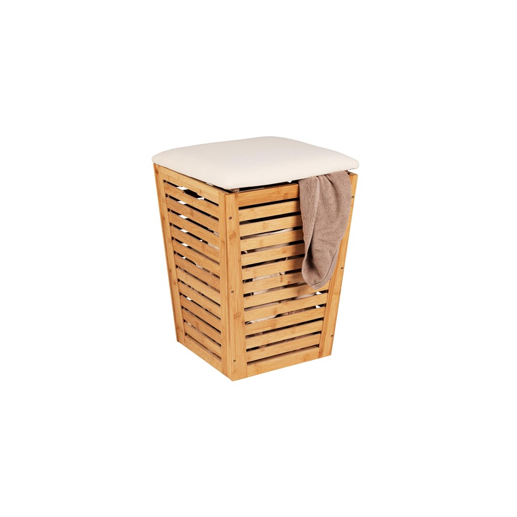 WENKO Wäschekorb »mit Sitzpolster Bambusa«