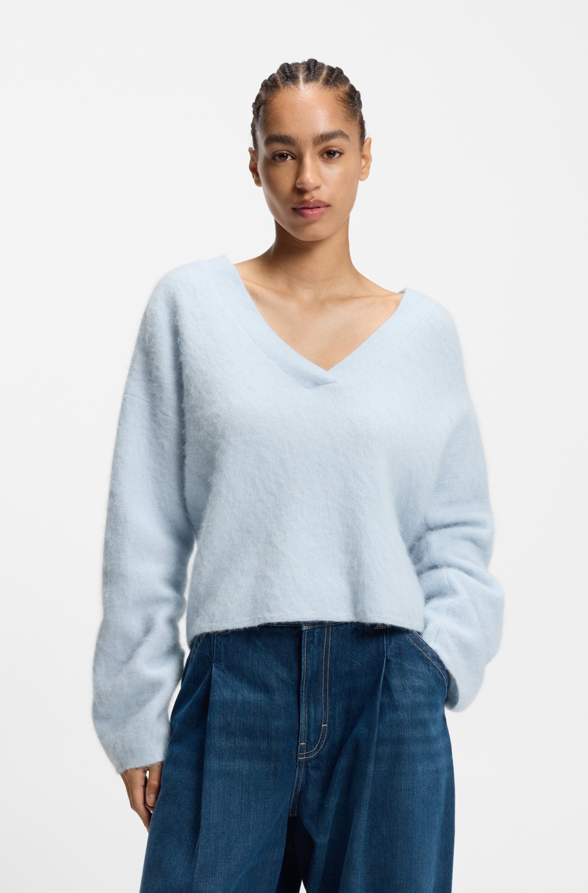 BOSS ORANGE Strickpullover »Fiti Premium Damenmode« mit V-Ausschnitt