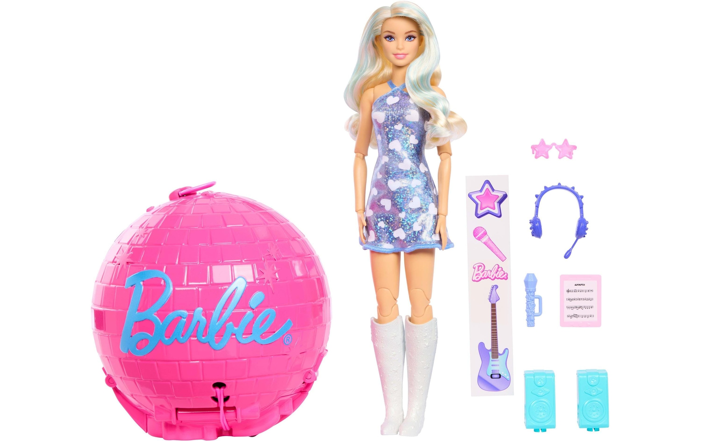 Barbie Poupée à habiller »Barbie Team Barbie Roll & Reveal, blond mit Discokugel-Verpackung«