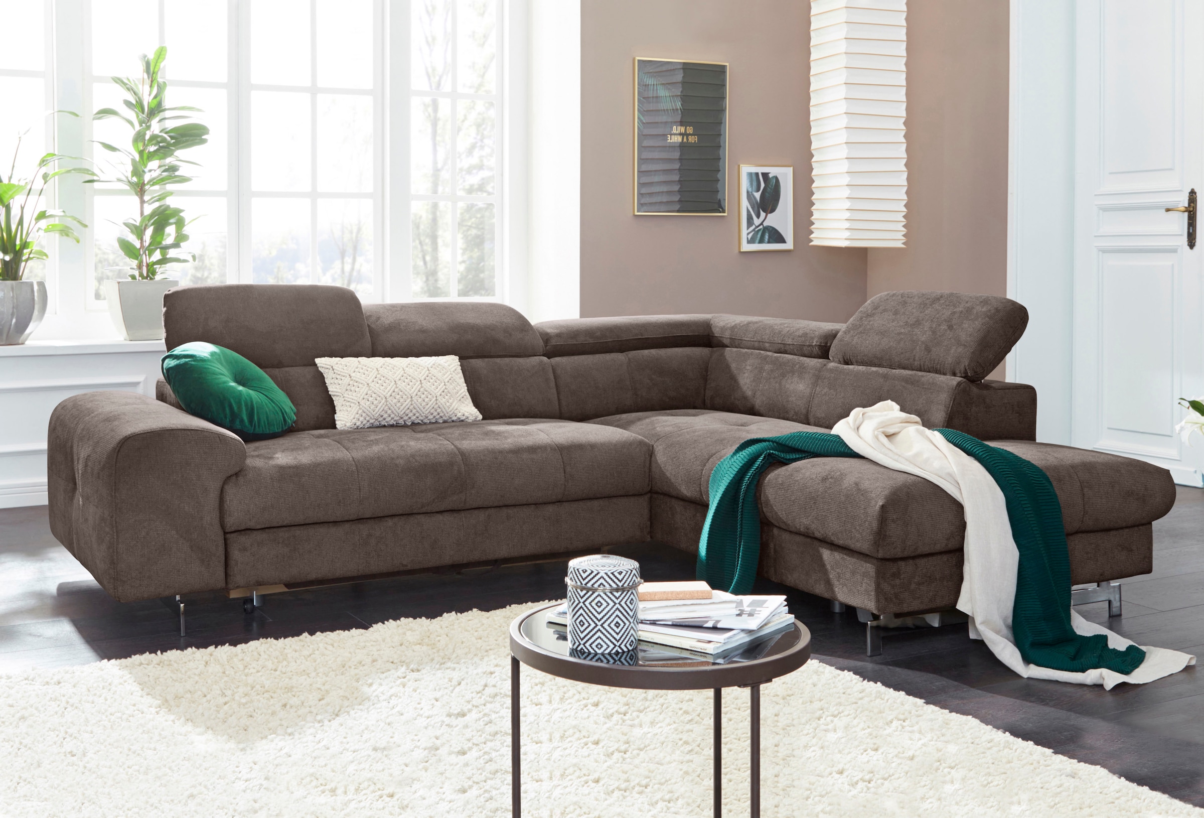 COTTA Ecksofa »Chef L-Form« mit Kopfteilverstellung, wahlweise mit Schlaffunktion & Bettkasten