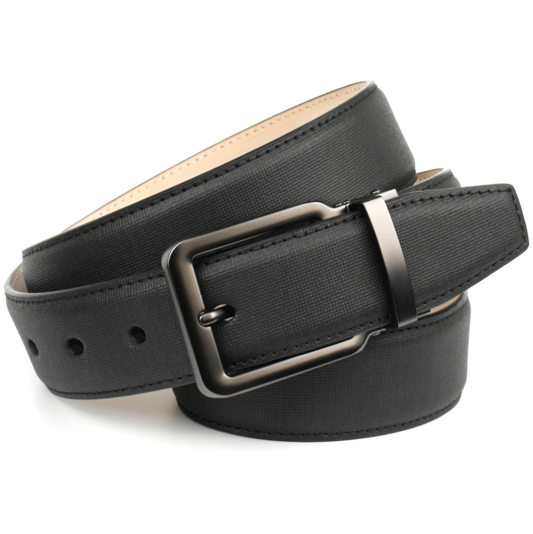 Image of Anthoni Crown Ledergürtel, mit Leinenstoffmuster, zeitloses Design bei Ackermann Versand Schweiz