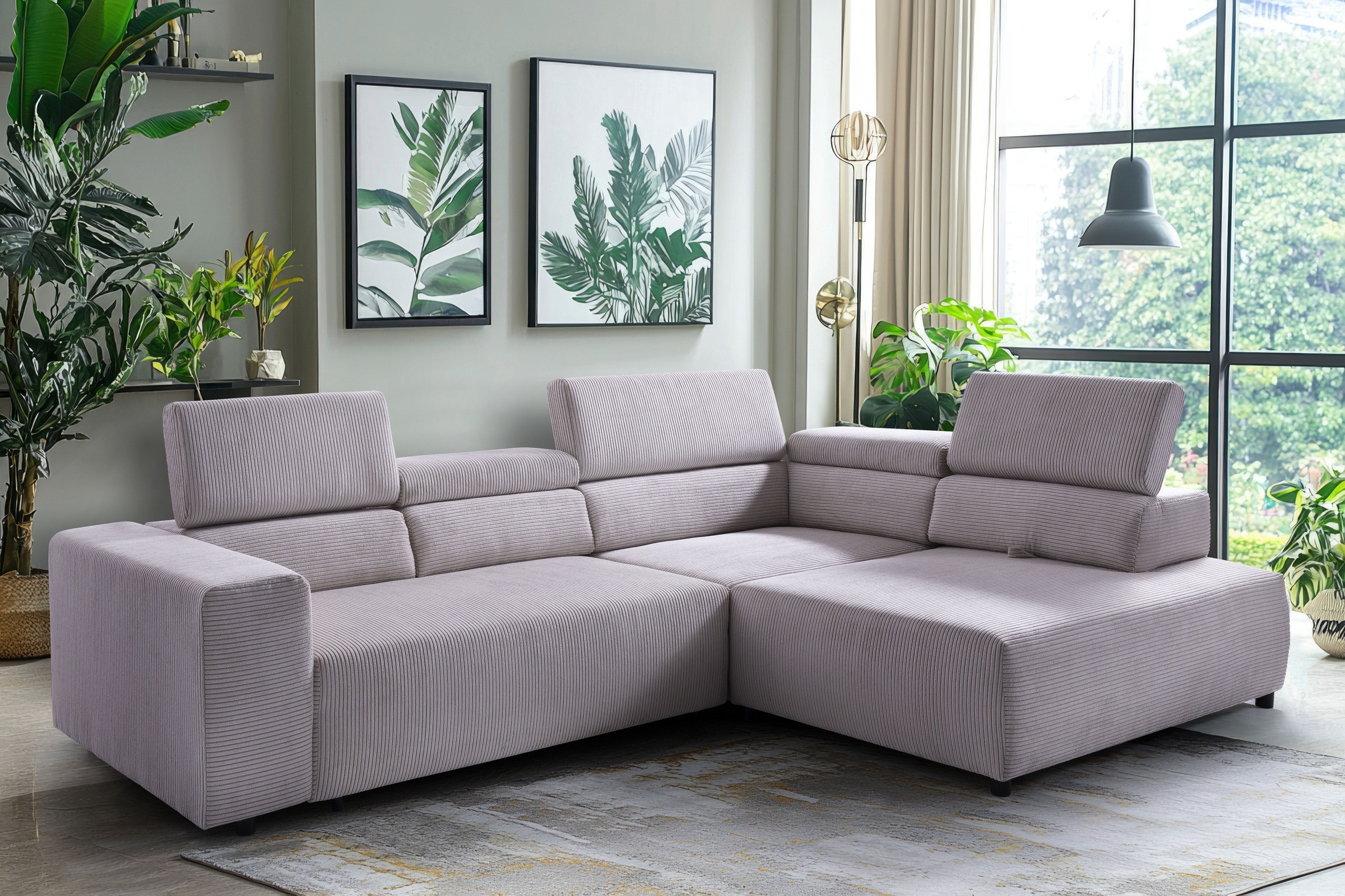 Image of exxpo - sofa fashion Ecksofa "VITTORIO mit Komfortfunktionen, bequem und modern, Cord, L-Form" inkl. Kopfteil- und Sitztiefenverstellung, wahlweise mit Bettfunktion