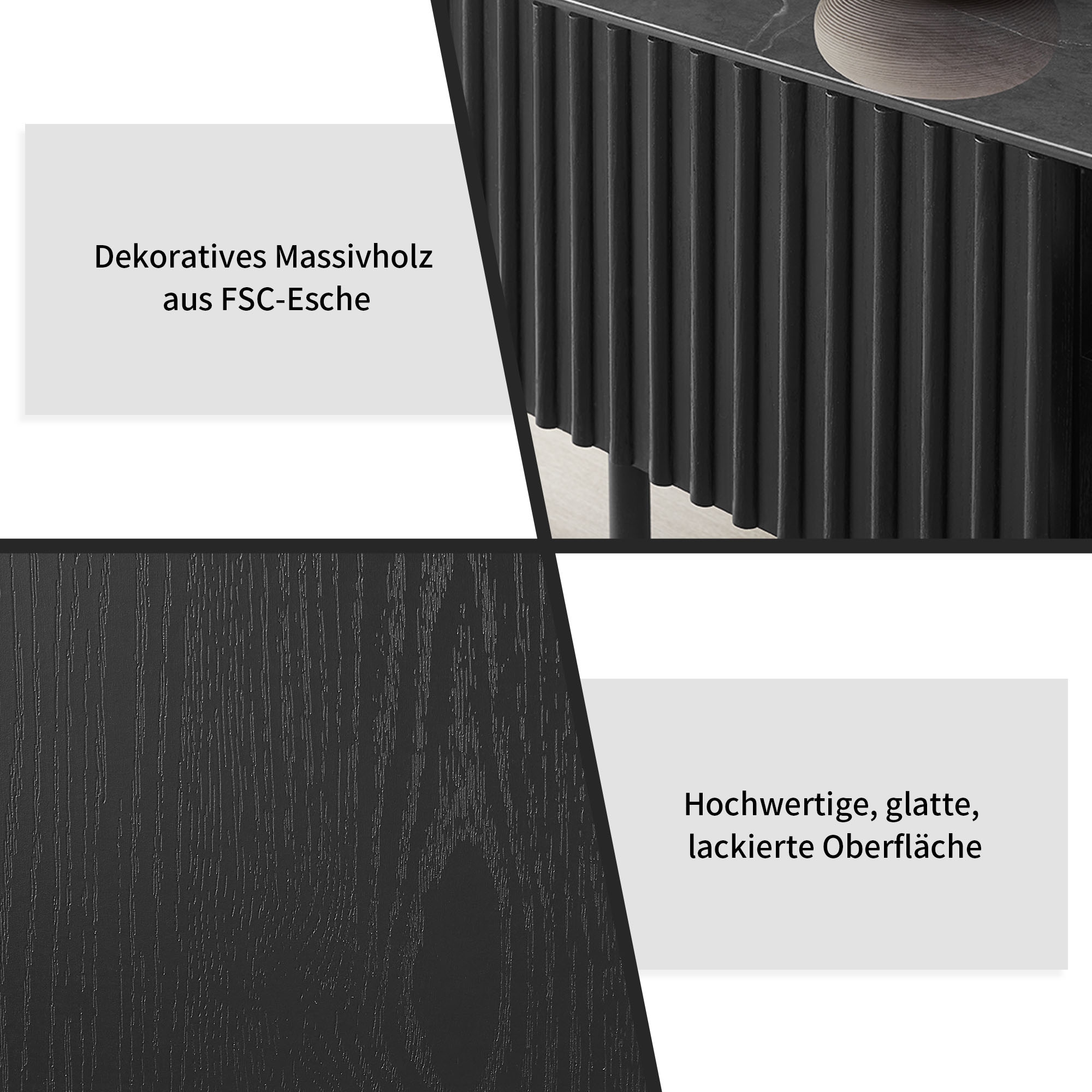 GOODproduct Tableau TV »Candise« Sintersteinplatte, Soft-Close-Funktion, FSC-zertifiziertem Eschenholz