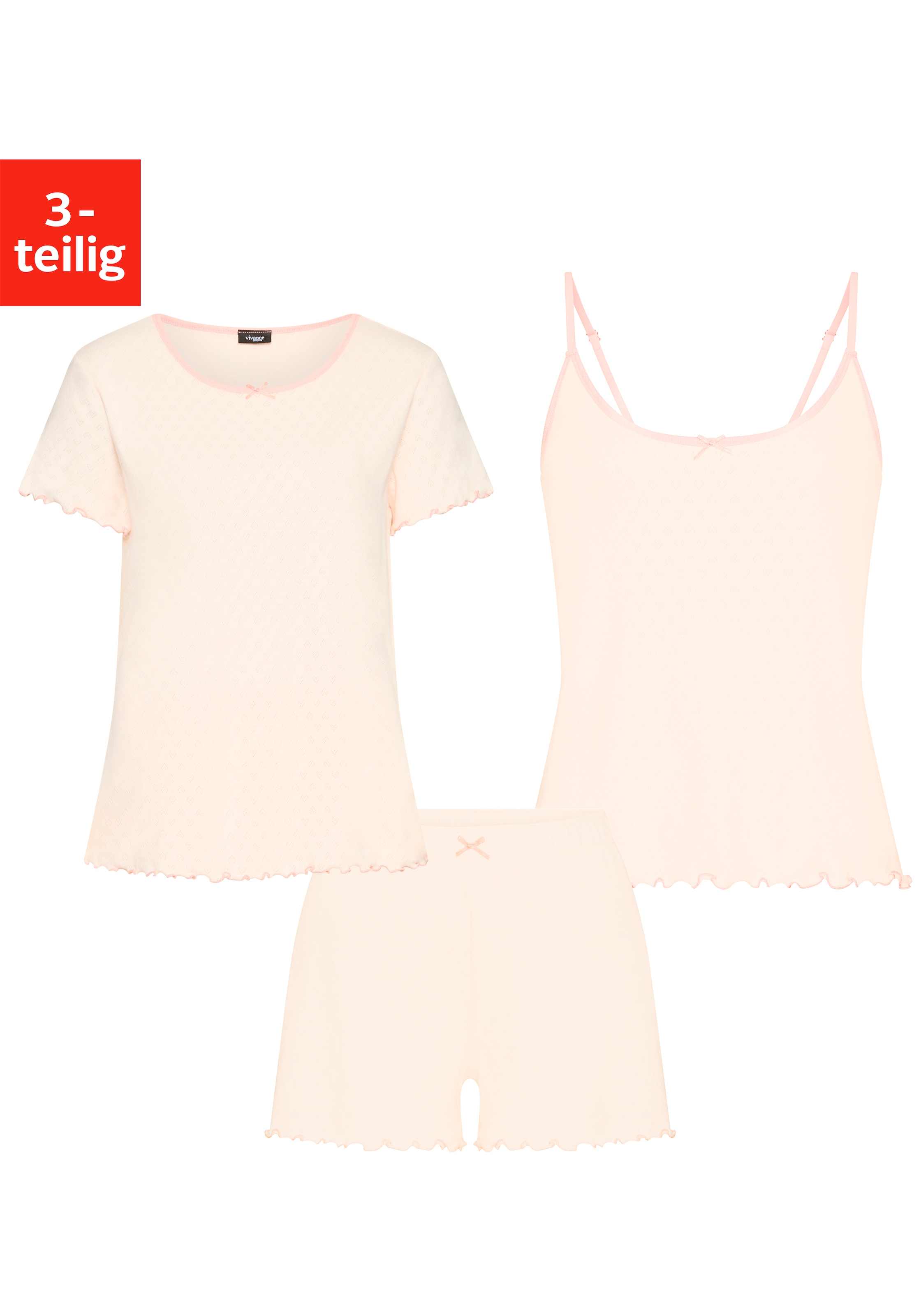 Image of Vivance Dreams Shorty Packung, 3 mit romantischem Ajourmuster