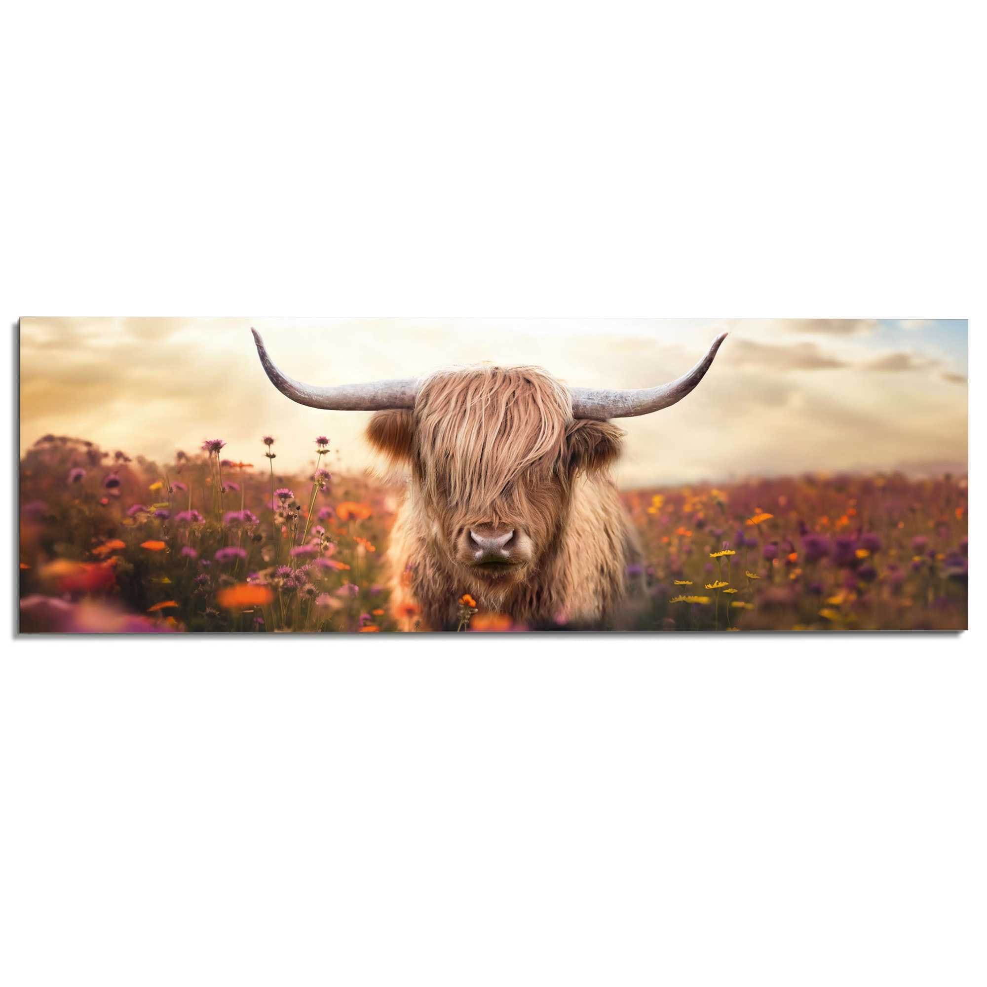 Image of Reinders Deco-Panel "Frühlingshochländer" Wohnzimmer - Braun - MDF - Tiere - 156x52 cm