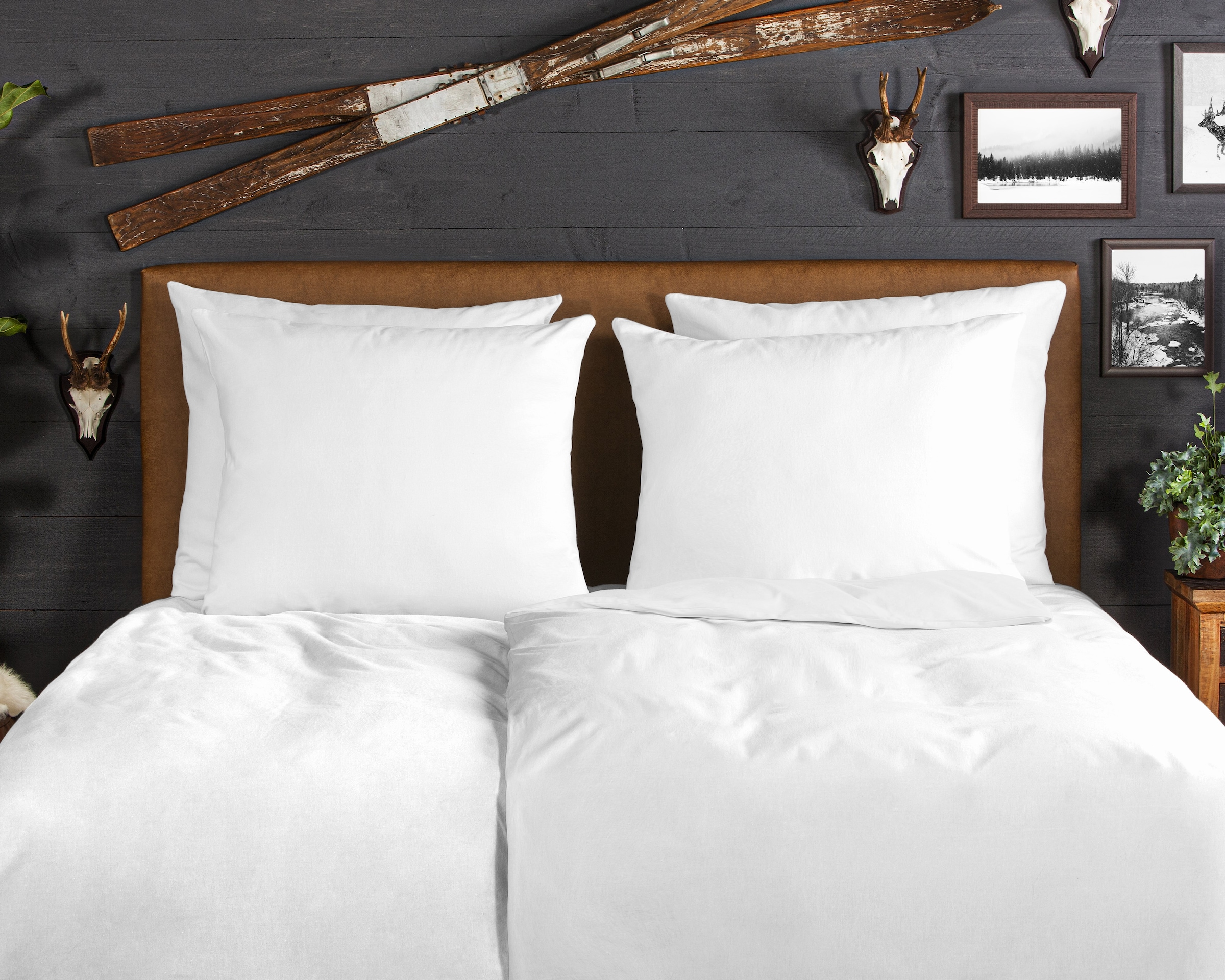 good morning Linge de lit »Flanel Uni« 2 cuis tlg. Flanell, Biber, Baumwolle, Winter, Warm, Reissverschluss, Einfarbig Uni