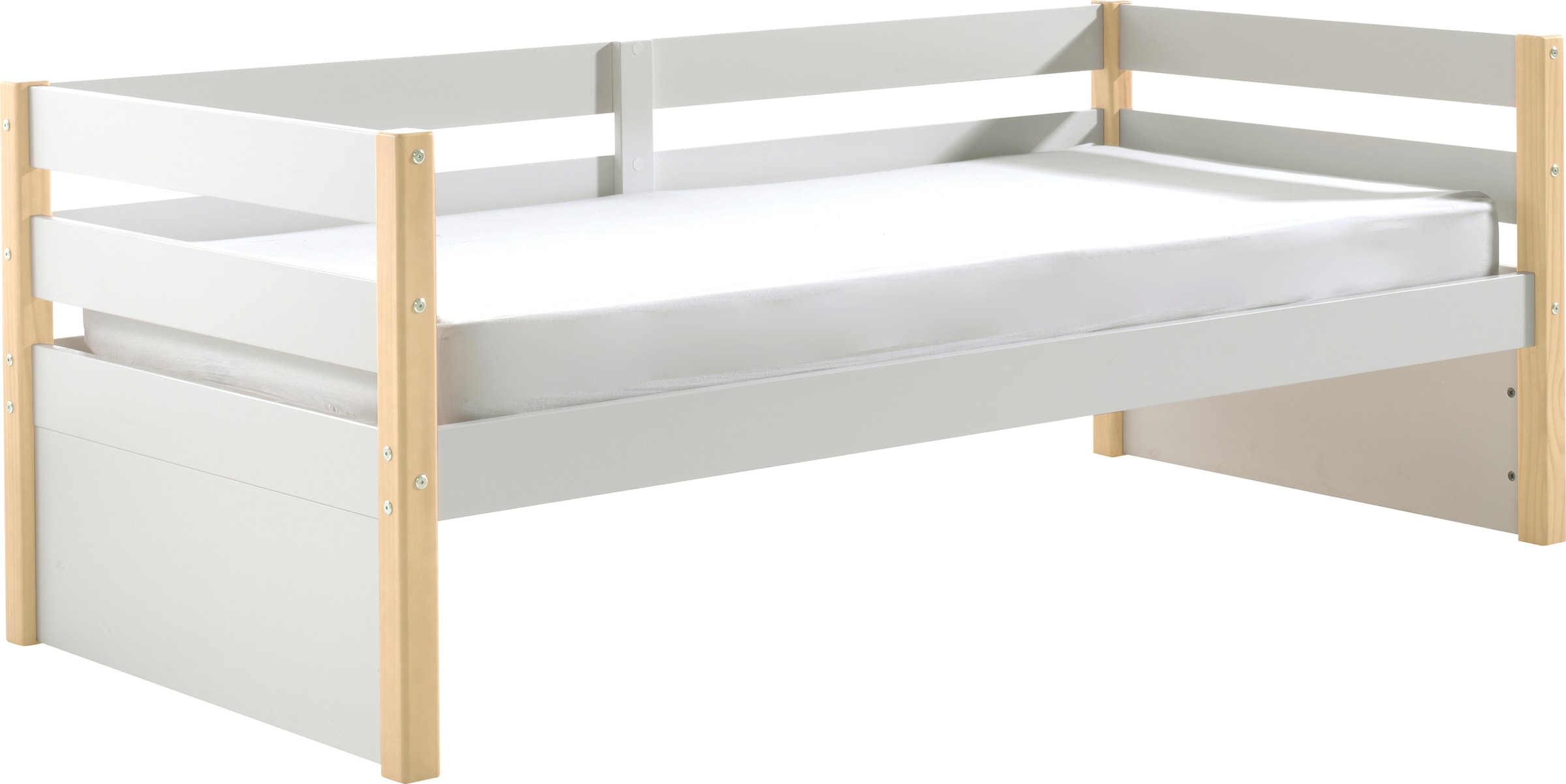 Vipack Einzelbett »Magrit, Kojenbett mit seitlichem Umbau, Liegefläche 90 x 200cm« B/H/T ca. 211,2x76,6x97,8cm, Pfosten massiv, Umbau MDF weiss lackiert,  universell einsetzbar, wahlweise mit und ohne Bettschublade