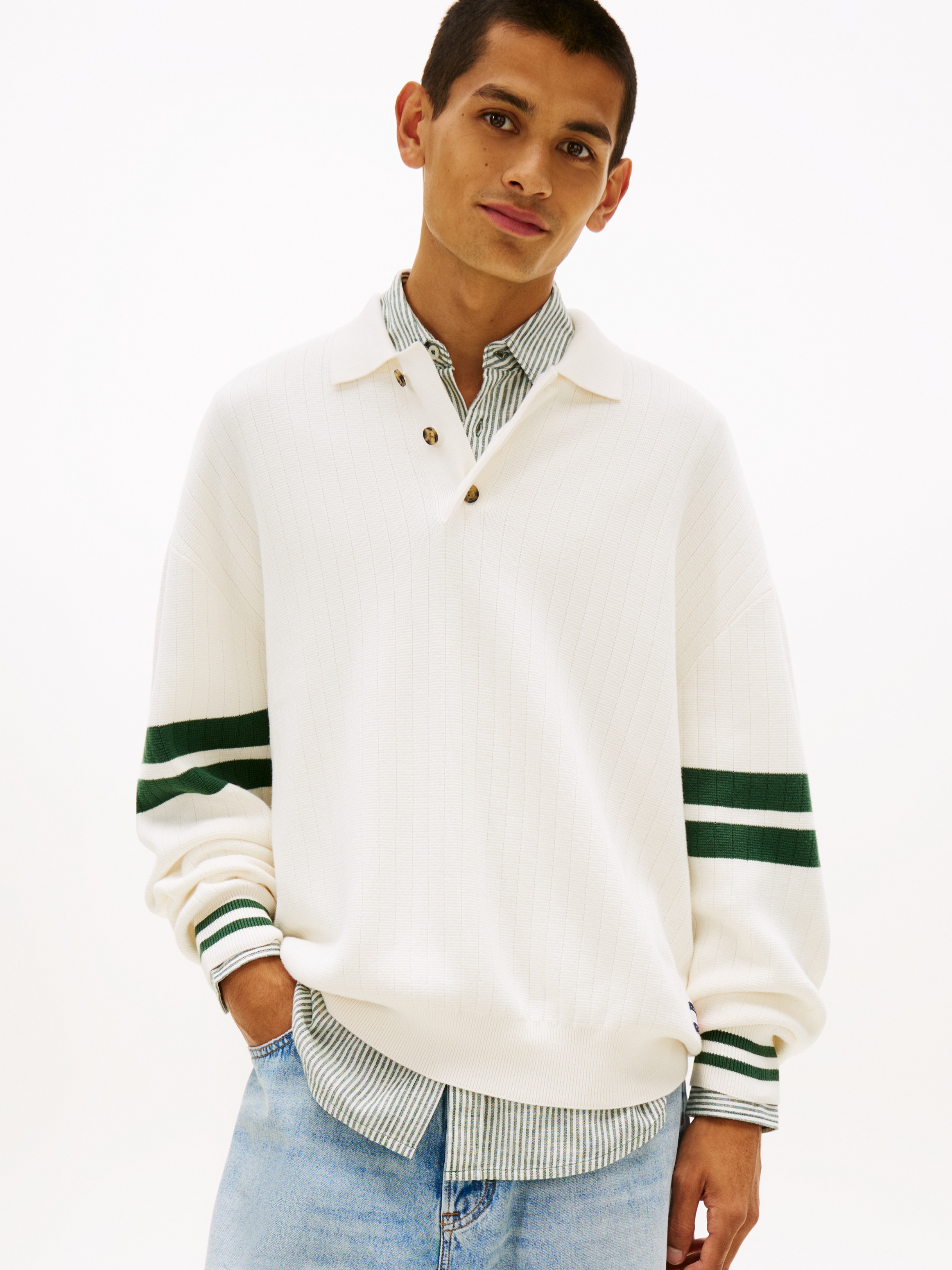 Image of Tommy Jeans Polokragenpullover "TJM 90S BLOCK KNITTED" Relaxed fit mit Streifendetails