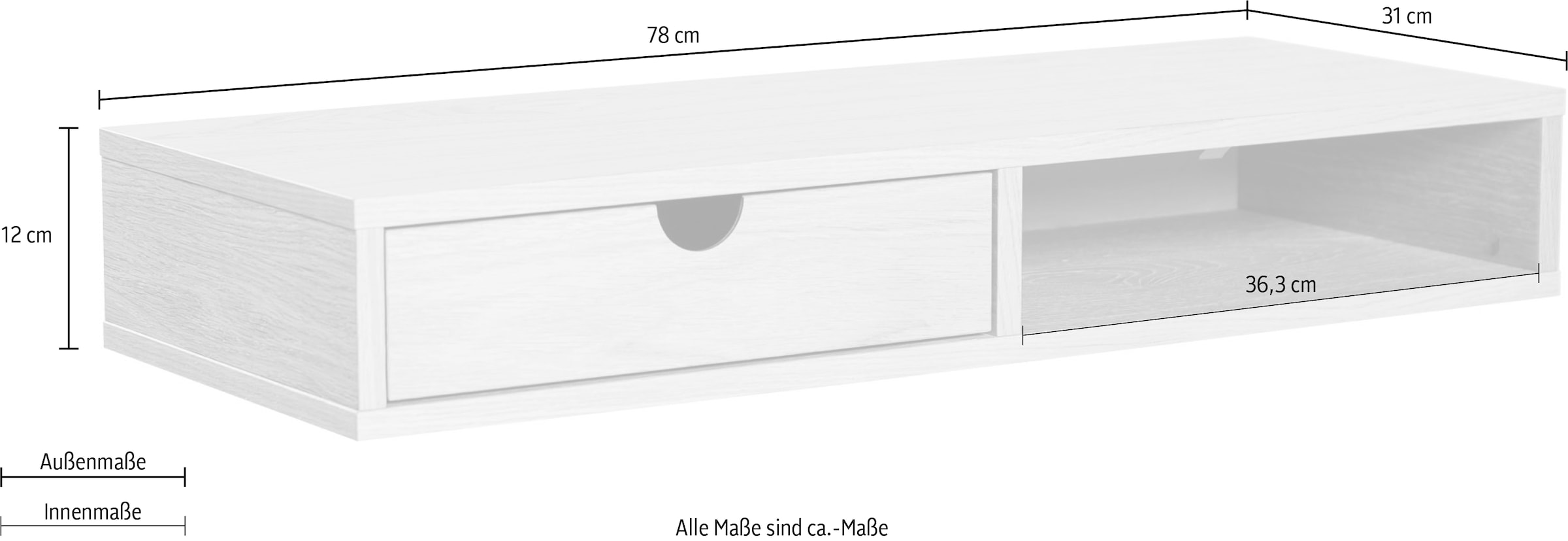 Woodman Stauraumschrank »Farsta«, Mit Holzfurnier aus Eiche, platzsparend, Wandmontage