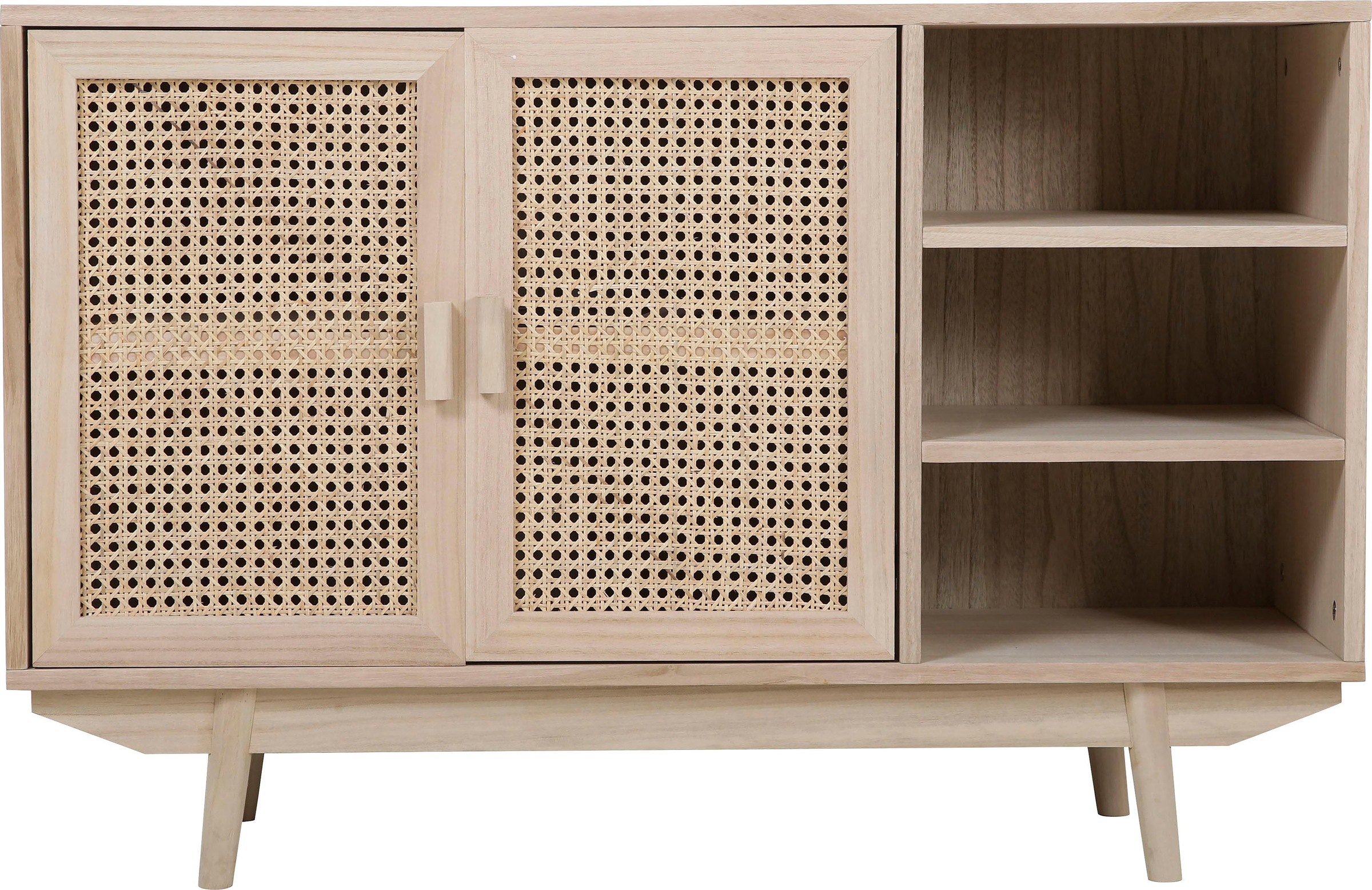SalesFever Sideboard "Vejle Charmante Kommode für Stauraum" Charmante Kommode mit Rattan-Wiener-Geflecht Türfronten