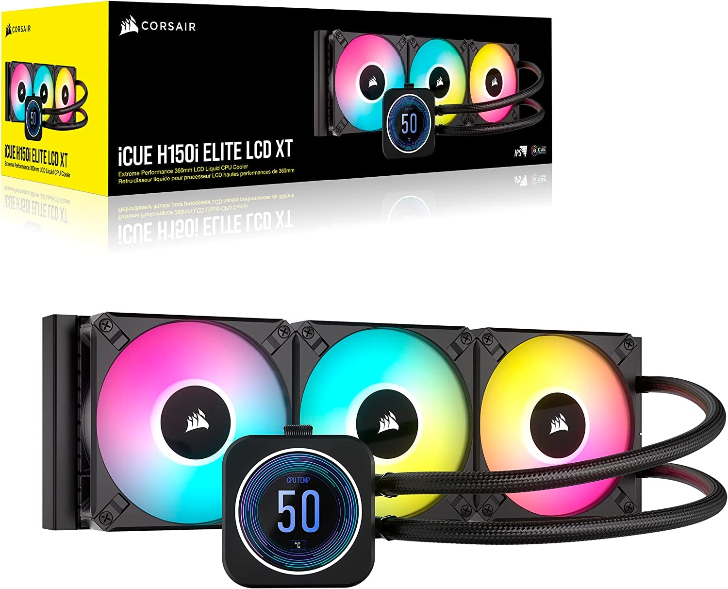 CPU Kühler »iCUE H150i ELITE LCD XT Liquid CPU Cooler«, (1 St.), RGB Beleuchtung, iCUE