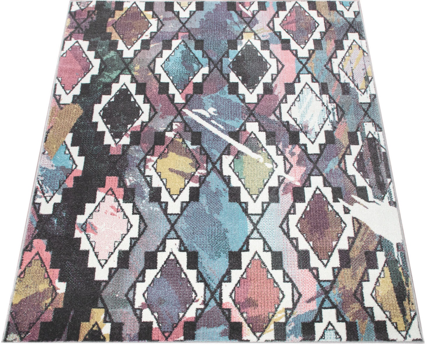 Image of Paco Home Teppich »Petit 486«, rechteckig, 9 mm Höhe, Kurzflor, modernes Rauten Design, ideal im Wohnzimmer & Schlafzimmer bei Ackermann Versand Schweiz