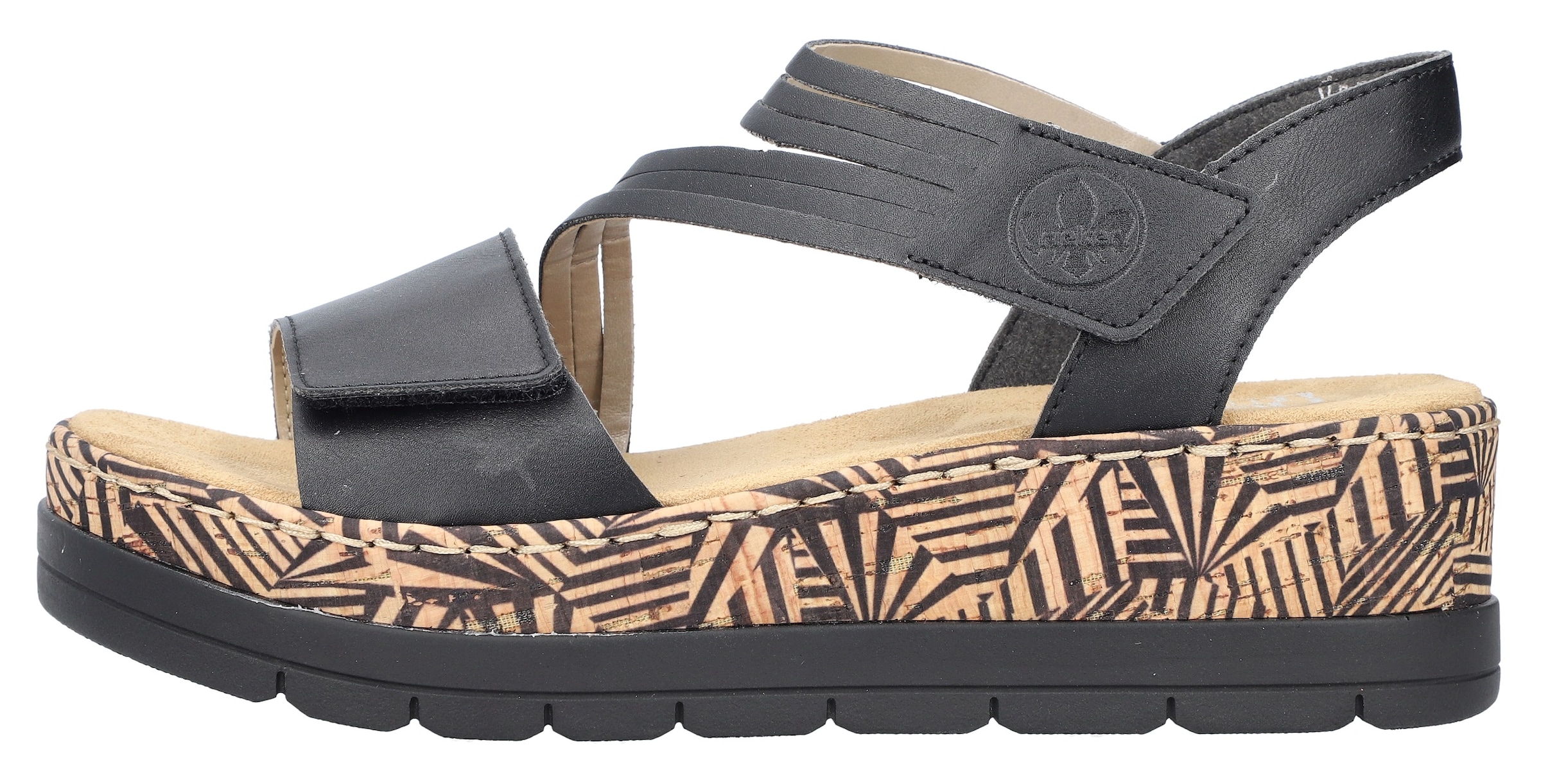 Rieker Sandales compensées  , Sommerschuh, Sandale, Keilabsatz, mit gemusterter Plateausohle