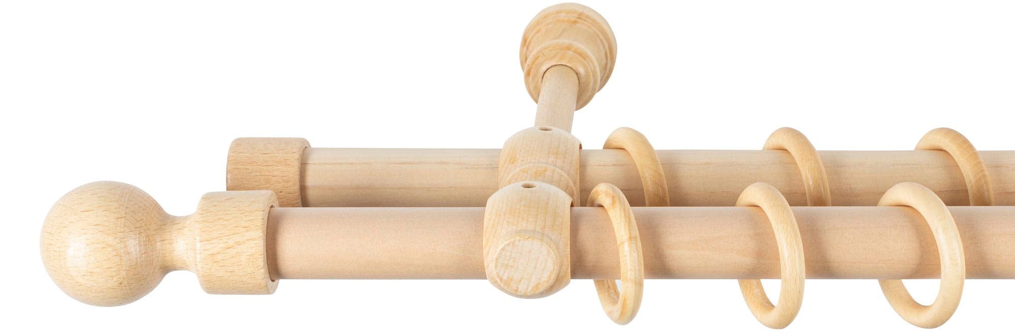 SN DECO GROUP Gardinenstange »Giro«, 2 läufig-läufig, Fixmass, 28 mm, Holz, verschiedene Längen und Farben, Komplettset