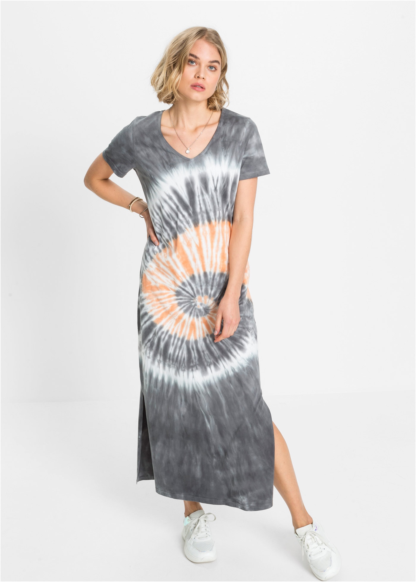 Image of bonprix Shirtkleid "Shirtkleid aus reiner Baumwolle" für warme Tage, aus Baumwolle, mit V-Ausschnitt, mit Kurzarm-Design