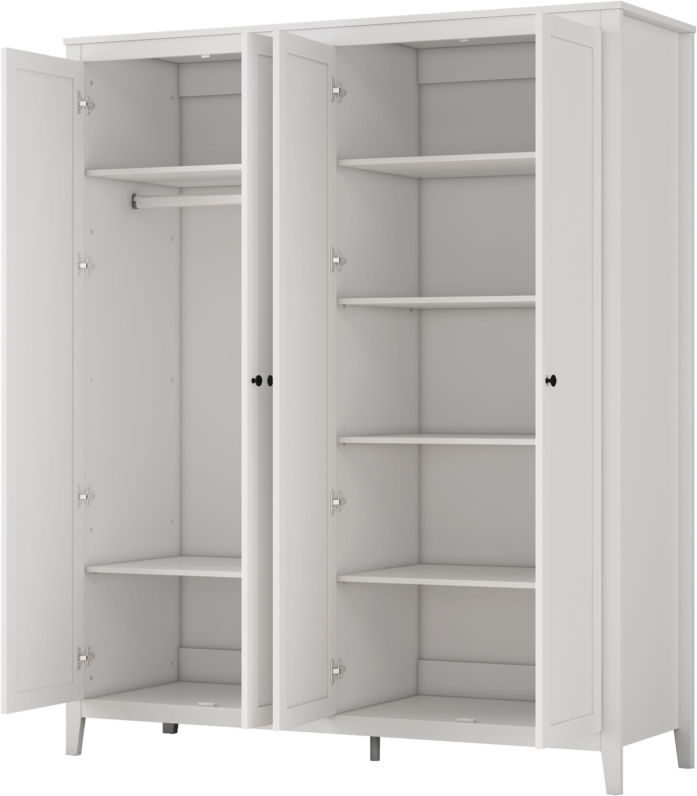 GOODproduct Kleiderschrank »Borkum Schlafzimmerschrank Garderobe Landhaus Bestseller weiss« schwarze Griffe aus Metall, 