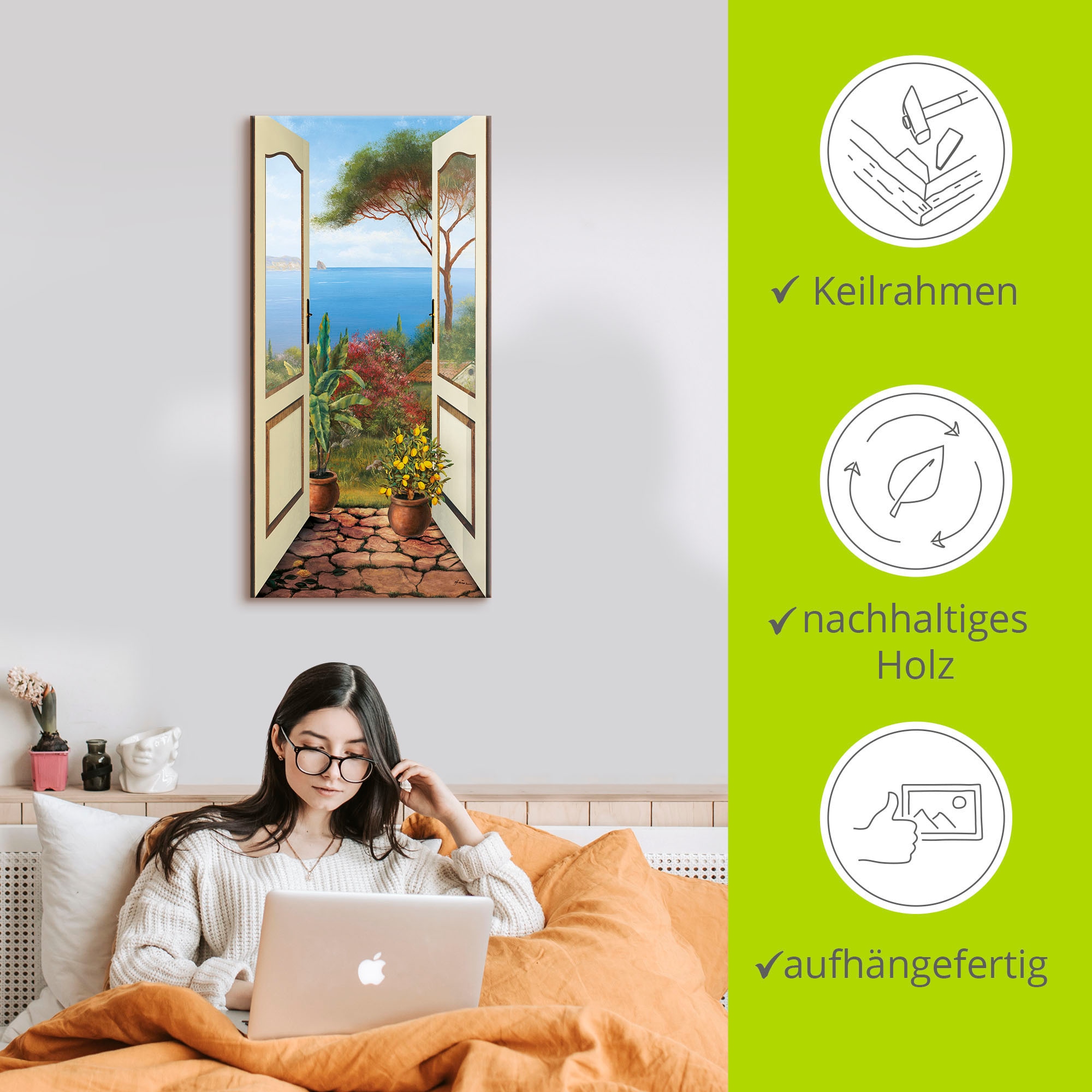 Artland Tableau sur toile »Veranda am Meer« 1 cuis tlg. auf Holzrahmen gespannt