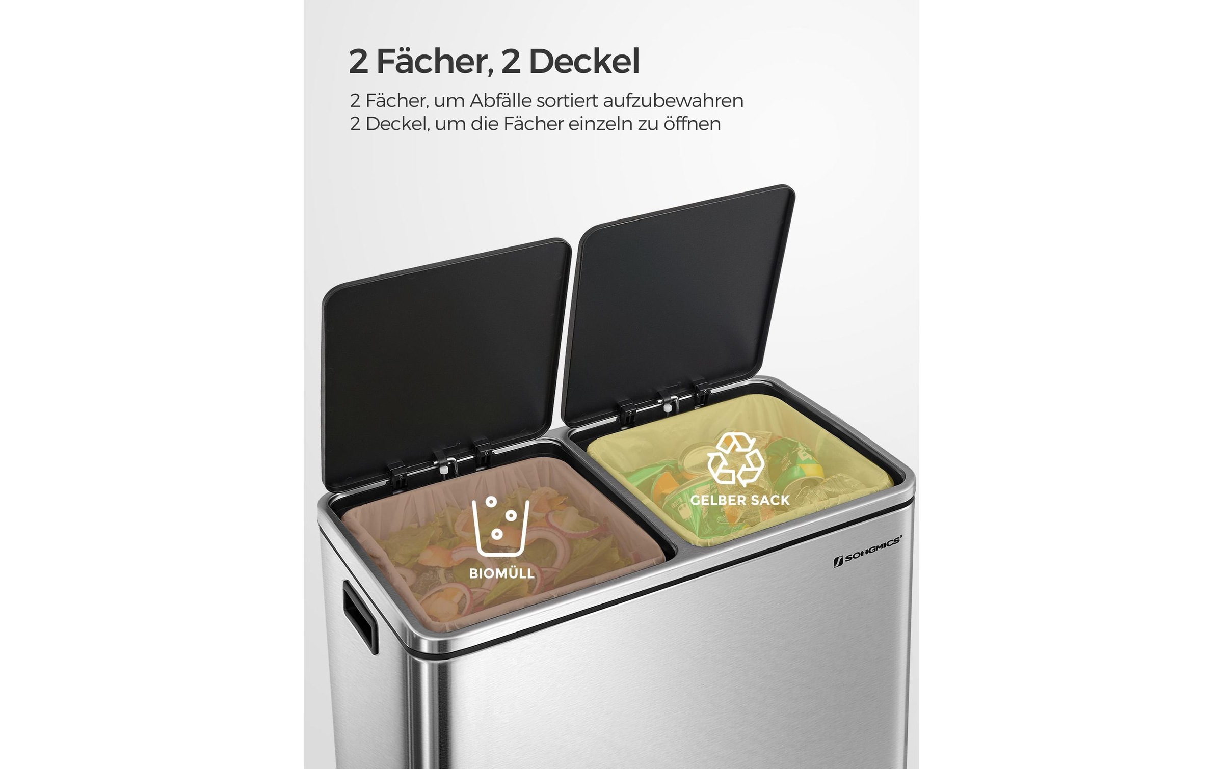 SONGMICS Mülleimer »2 x 30 l«, 2 Behälter