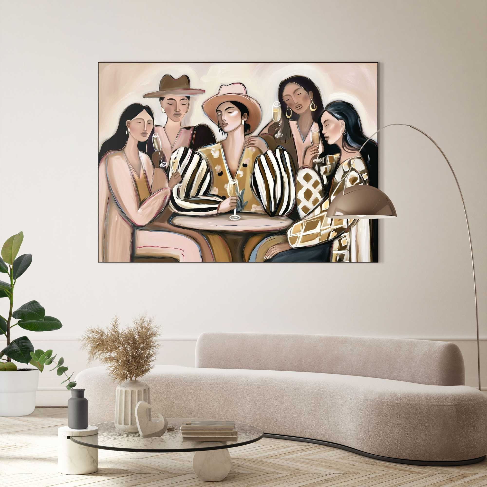 Image of Reinders XXL-Wandbild "Gute Gesellschaft" Menschen 1 Stk. tlg. Küche - Beige - MDF - Frauen - 140x100 cm
