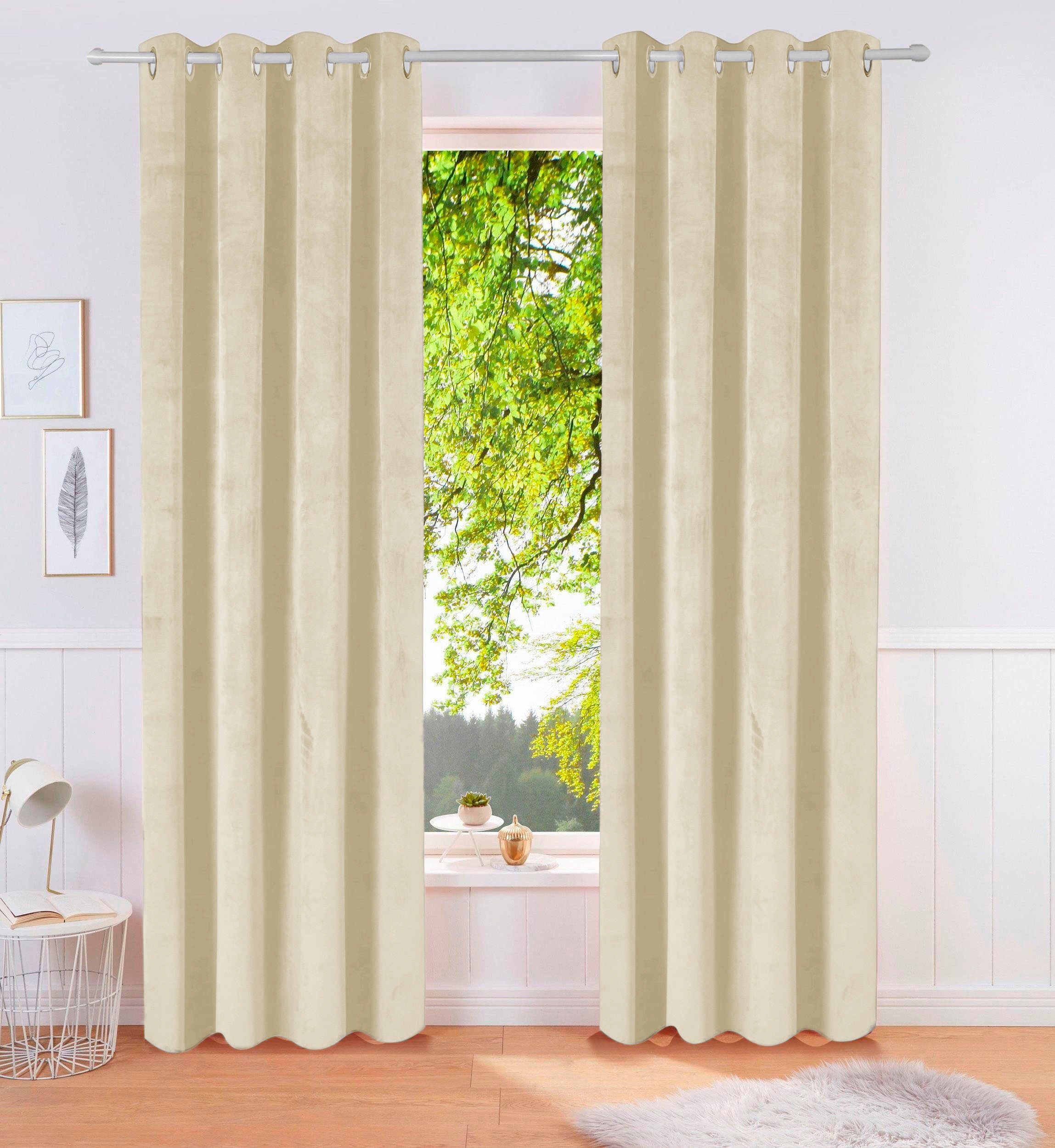 Image of GOODproduct Vorhang "Velvet Uni, Ösen, blickdicht, 2er-Set, Samt" Ösen 2 Stk. tlg. Blickdichter Samt, 2-er Set, edel, Gardine, multifunktional