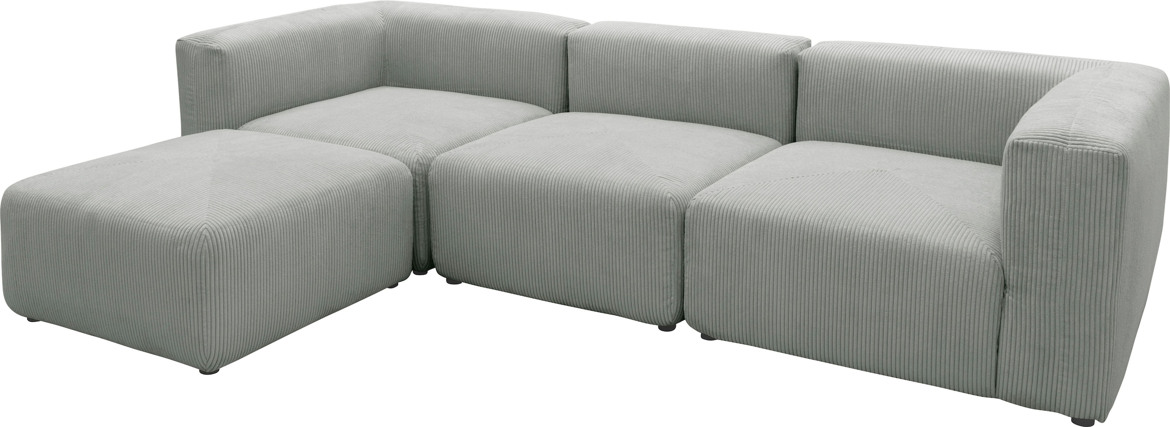 RAUM.ID Ecksofa »Gerrid L-Form«, Cord-Bezug, Modulsofa, bestehend aus Eck- und Mittelelement + Hocker