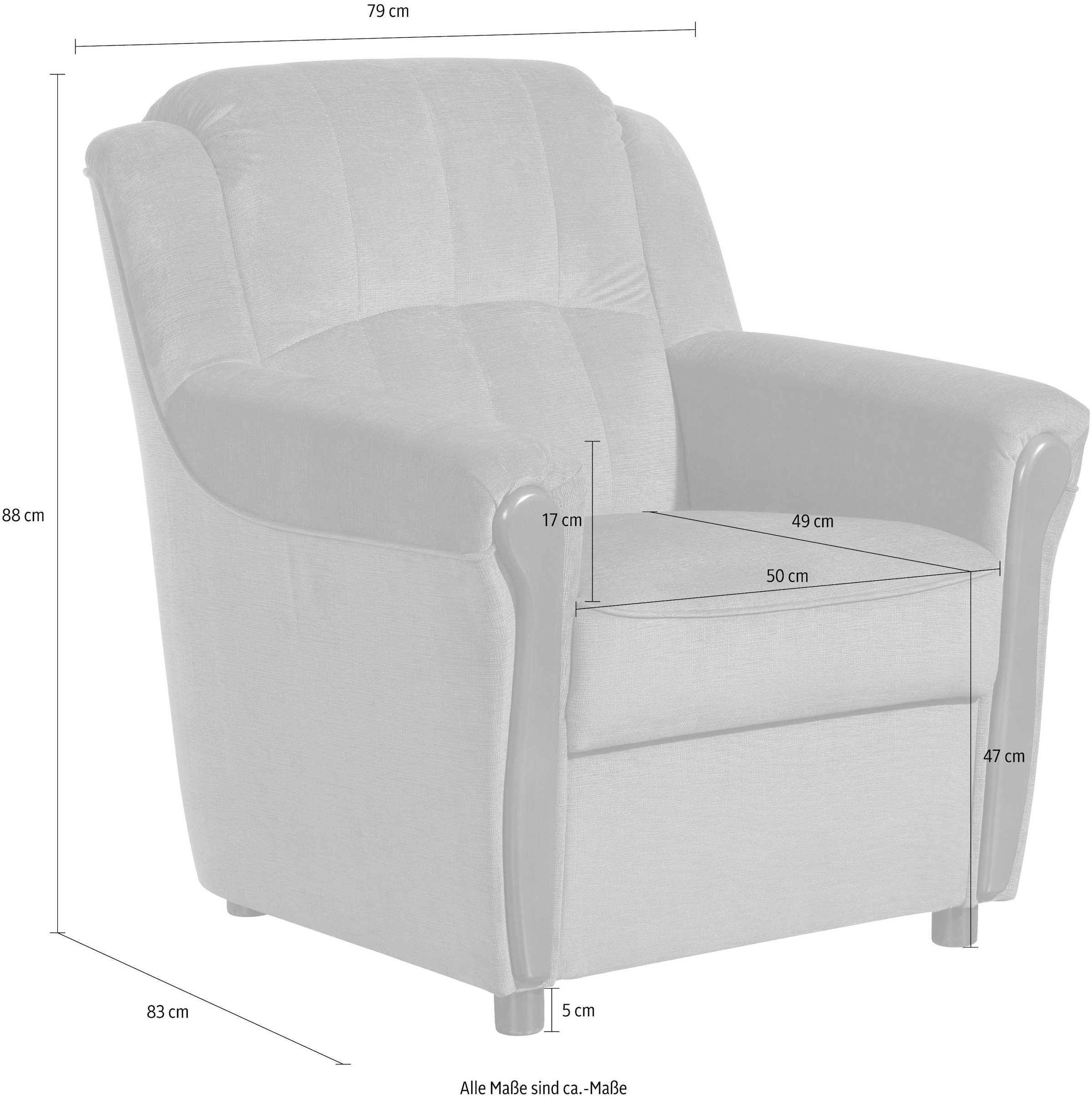 Max Winzer® Sessel »Trier, Loungesessel, klassisch, Retro und modern, Komfortsitzhöhe 47cm«, mit Sichtholzschabracken, schmale Armlehnen, hohe Rückenlehne