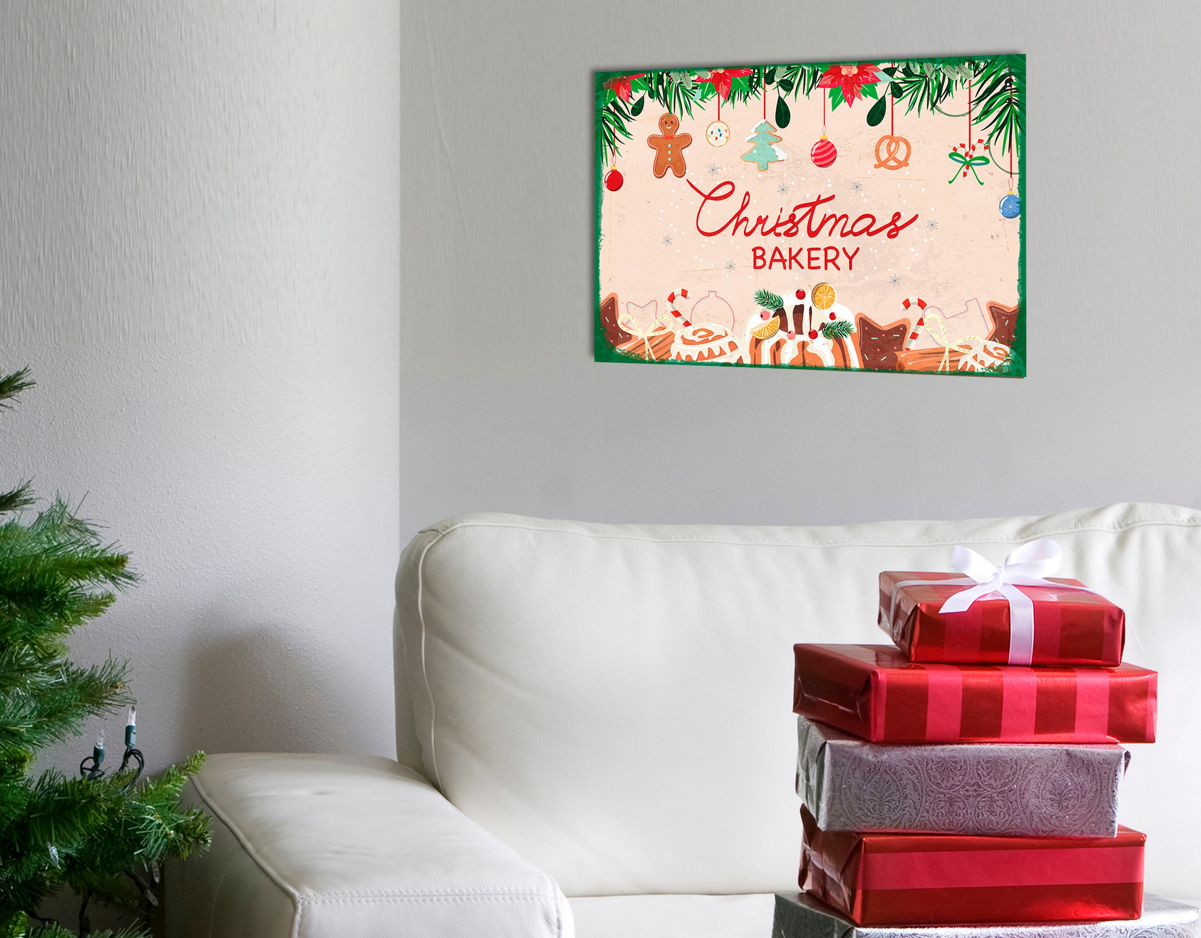 Image of queence Metallbild "Christmas Bakery" Schriftzug Schriftzüge Weihnachten 1 Stk. tlg. Stahlschilder