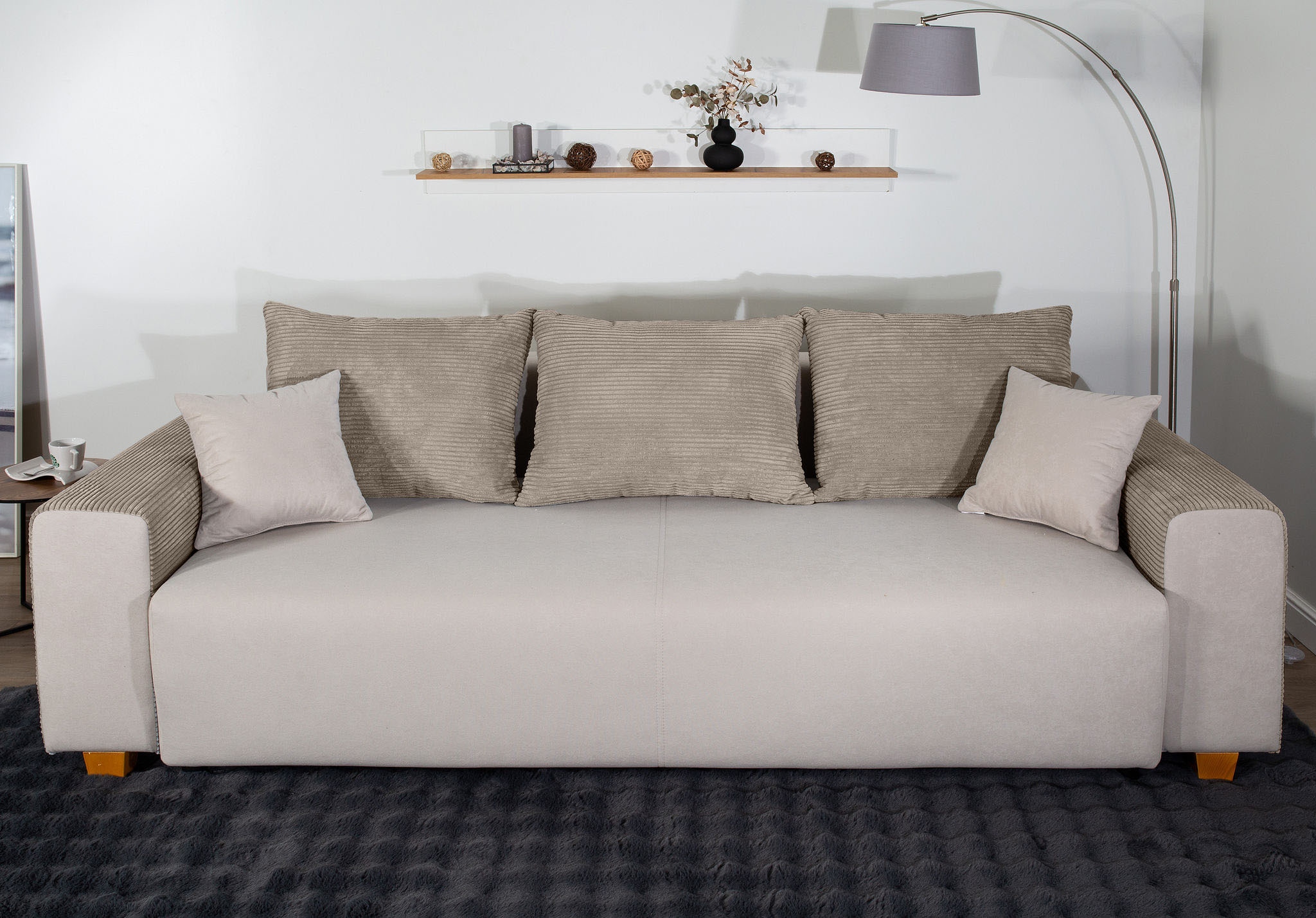 Image of COLLECTION AB Schlafsofa "Yves, B: 243 cm, Liegefl. 142x194 cm" Bettfunktion, Bettkasten & 2 Zierkissen, Federkern