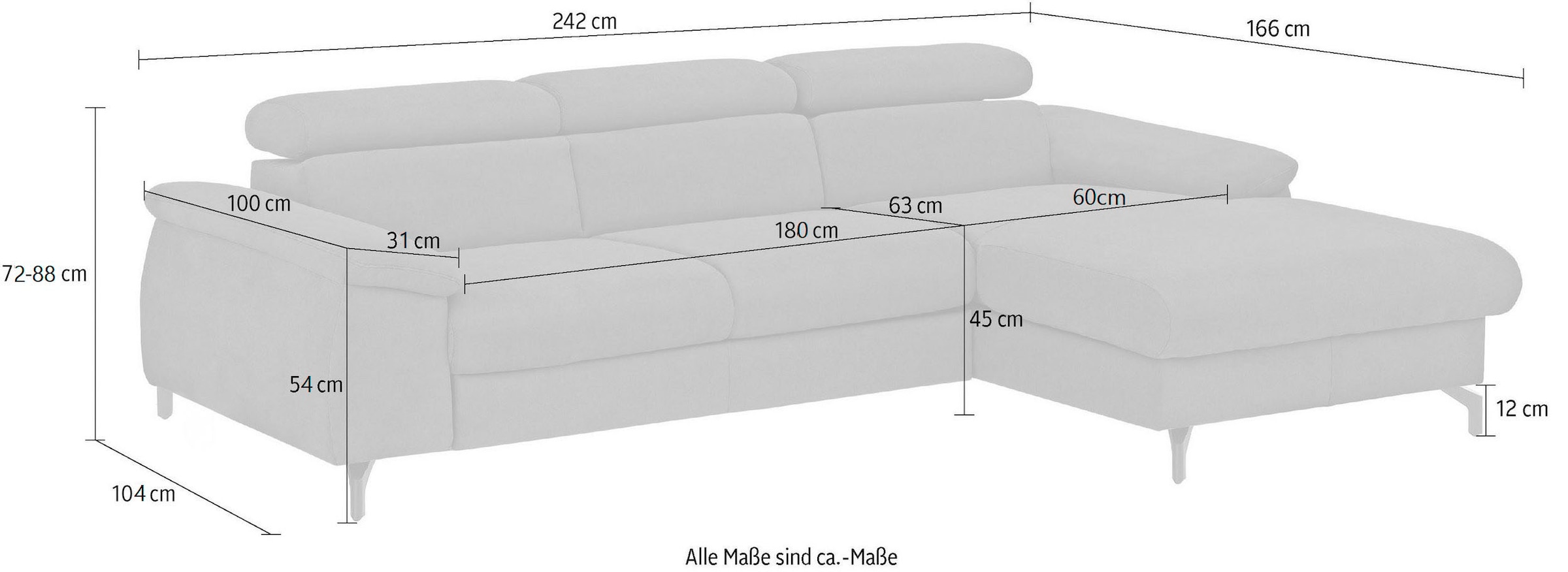 COTTA Ecksofa »Kitty«, Modern, L-Form, Bodenfreiheit 12,5 cm