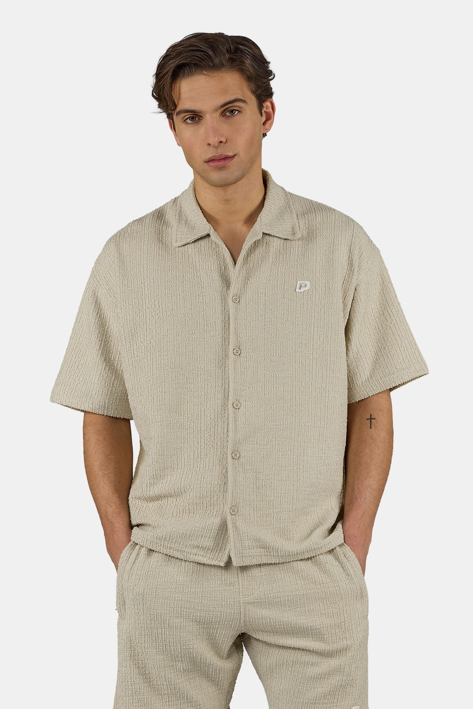 PEGADOR Kurzarmshirt »Libco Structured Knit Shirt« Materialmix, regular fit