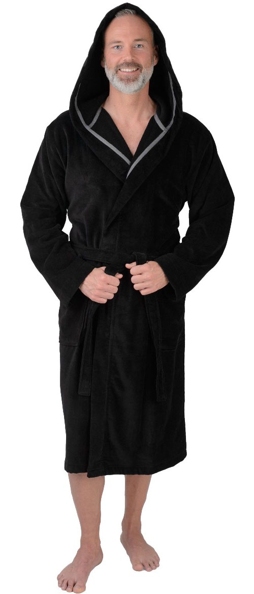 Image of Wewo fashion Herrenbademantel "2411 black" 1 Stk. Leicht-Velour