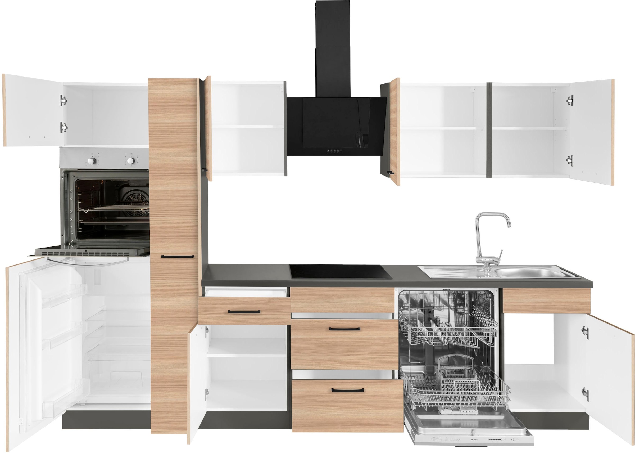 wiho Küchen Küchenzeile »Esbo«, ohne E-Geräte, Breite 310 cm