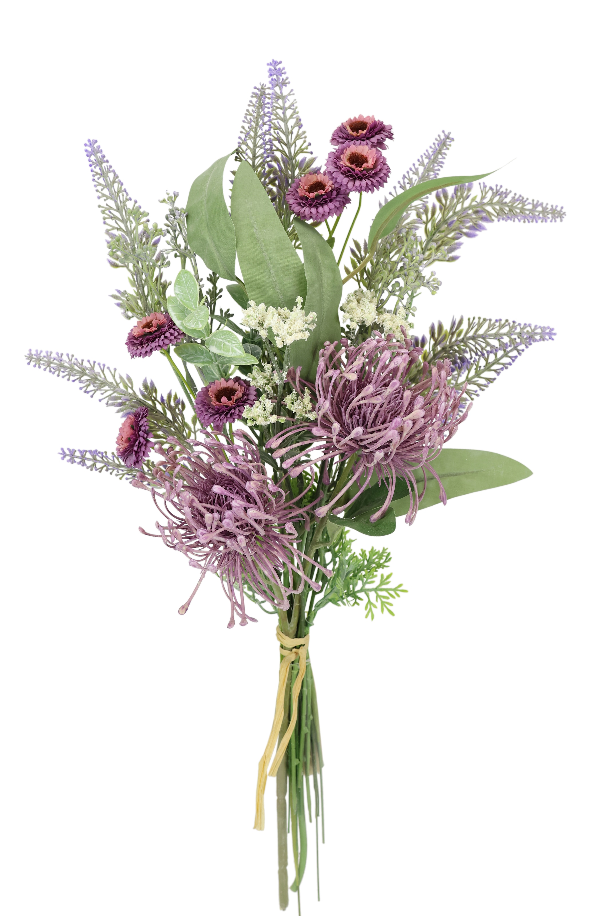 I.GE.A. Kunstblume »Kunstblumen-Strauss Protea Zinnien Lavendel«, Bouquet Blumensträusse Dekoblume Blumen Grabdeko
