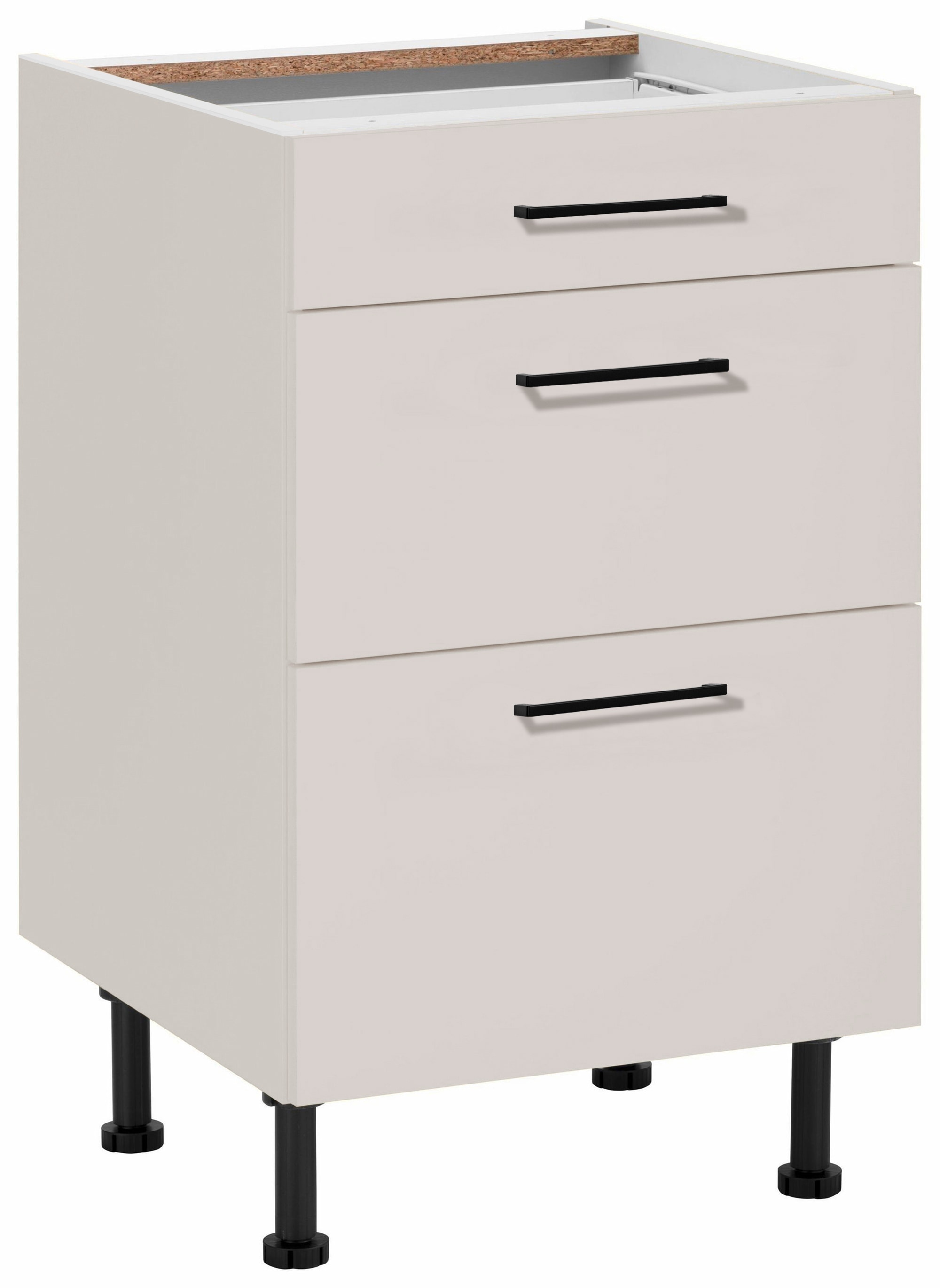 Image of wiho Küchen Unterschrank "Nisos" 50 cm breit, Soft-Close in Schubladen, verstellbare Füsse, ohne Platte