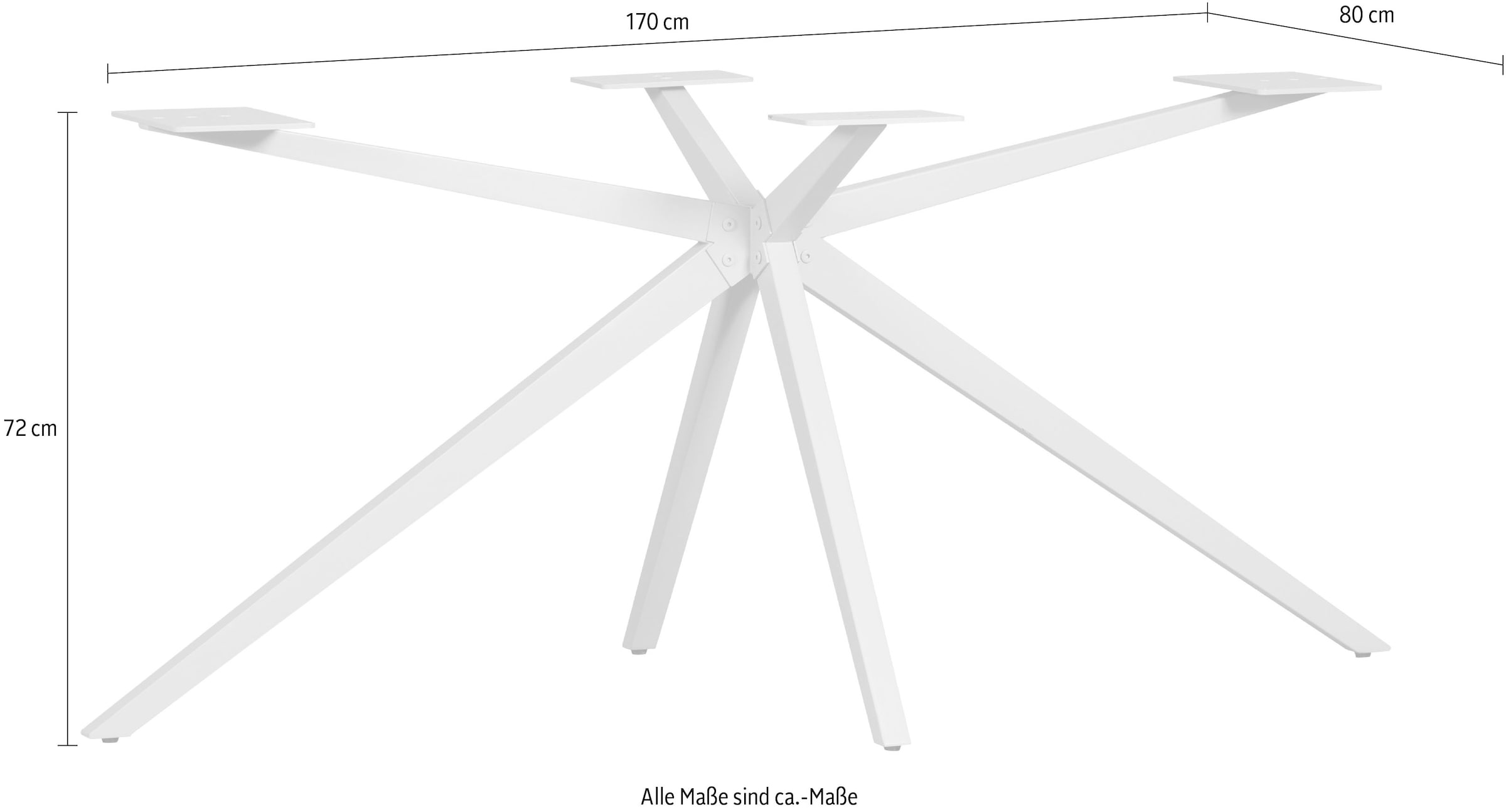 WOOOD Pied de table »Tablo Holland XL Metall mit Pulverbeschichtung B 170 x T 80 x H 72 cm« Structure croisée Ø 3,5 cm, capacité de charge 160 kg, facile à monter