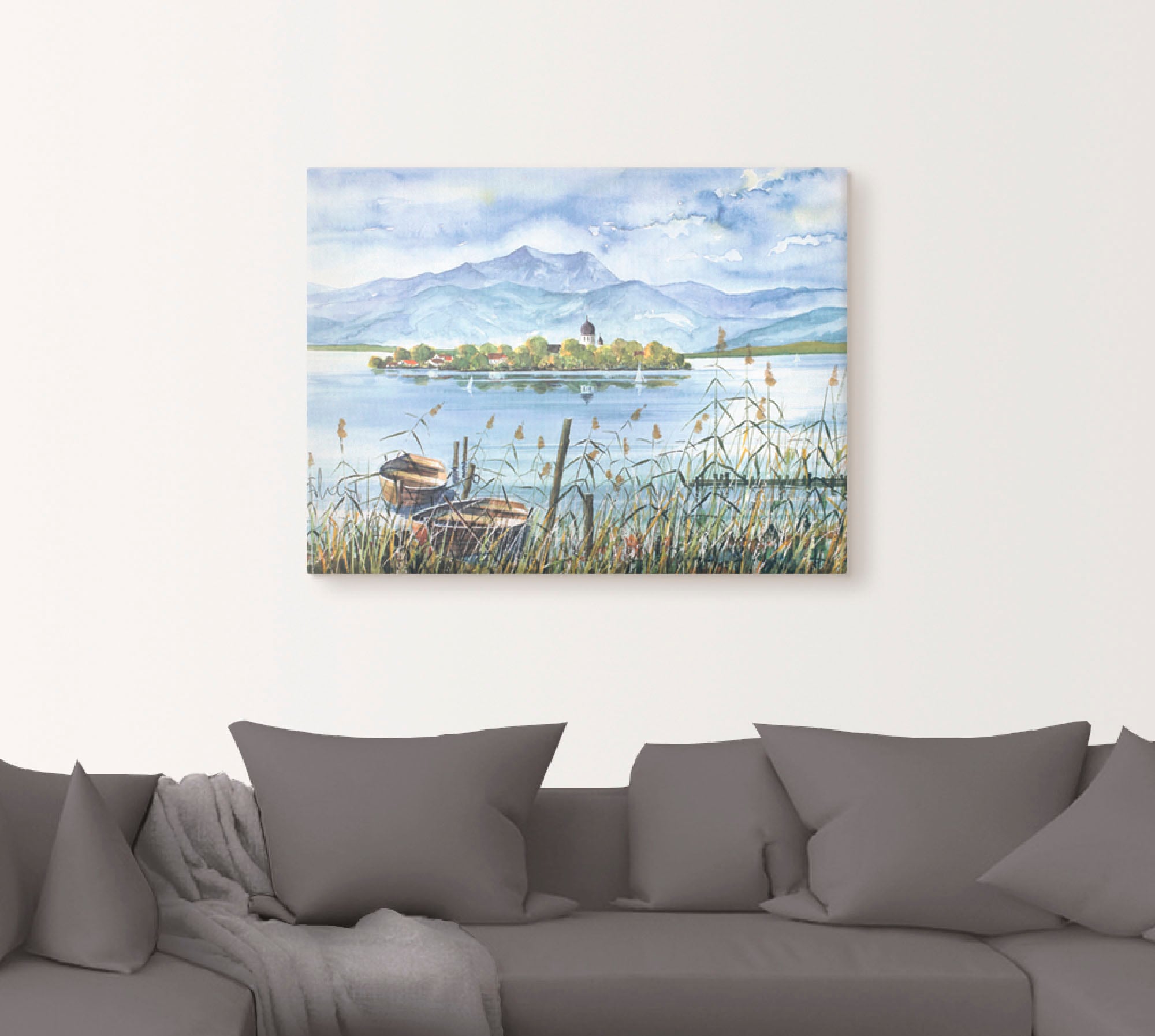Artland Tableau sur toile »Seeblick Herreninsel« 1 cuis tlg. auf Holzrahmen gespannt