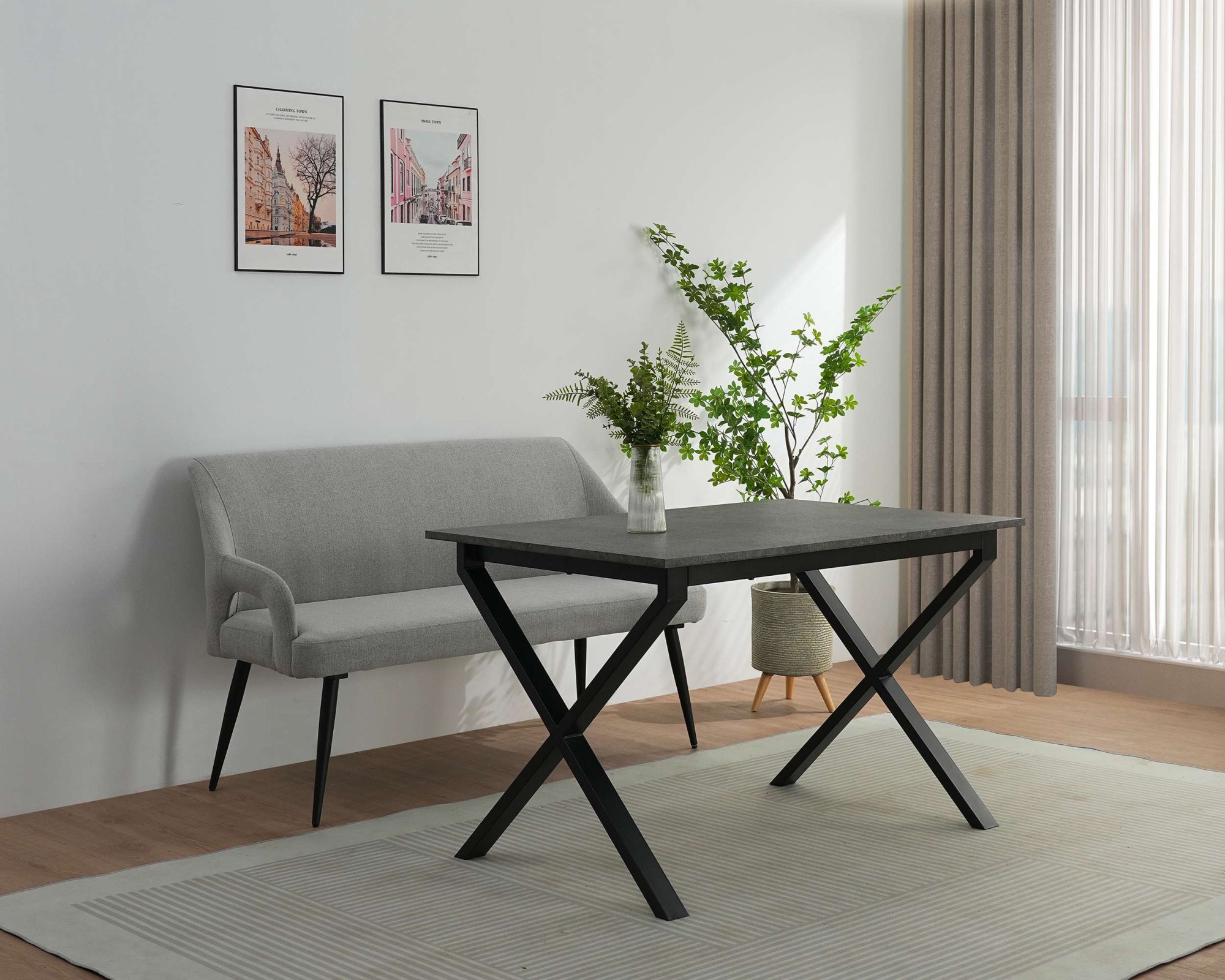 GOODproduct Essbank »Darragh« schwarze Metallbeine, pflegeleichter Webstoff Bezug, Breite 140 cm