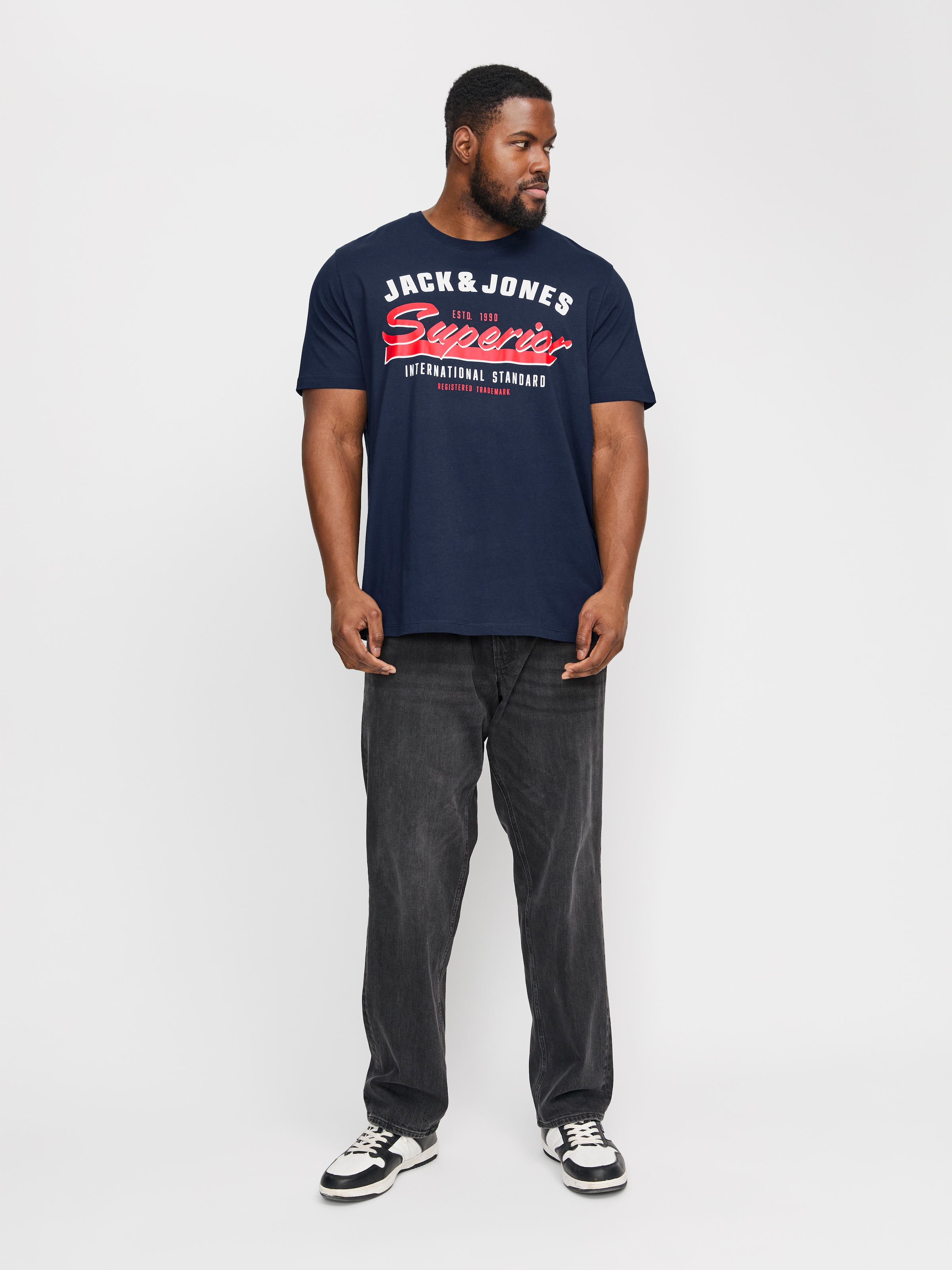 Jack & Jones PlusSize T-Shirt »JJELOGO TEE SS O-NECK 2 COL AW24 S PLS«, mit Frontprint