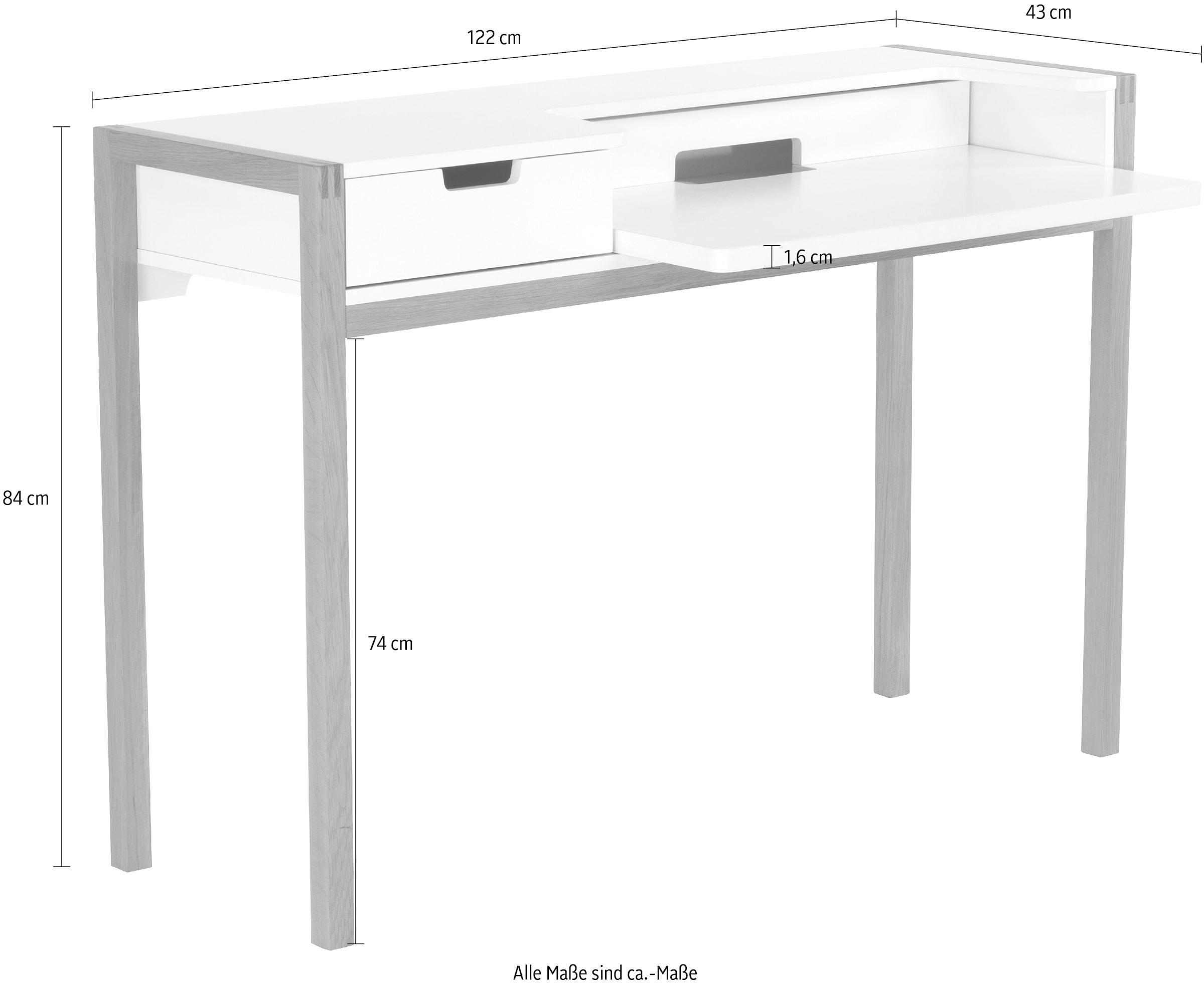 Woodman Schreibtisch »Farringdon«, skandinavisches Design, Home Office, praktisch ausziehbar