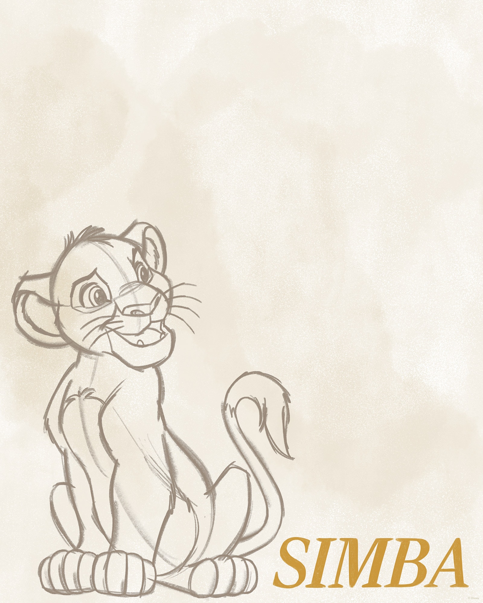 Komar Wandbild »Disney The Lion King Simba Sketch« Disney Set, 1 Stk. tlg. 40 x 50 cm (Breite x Höhe) - Kinderzimmer, Dekoration