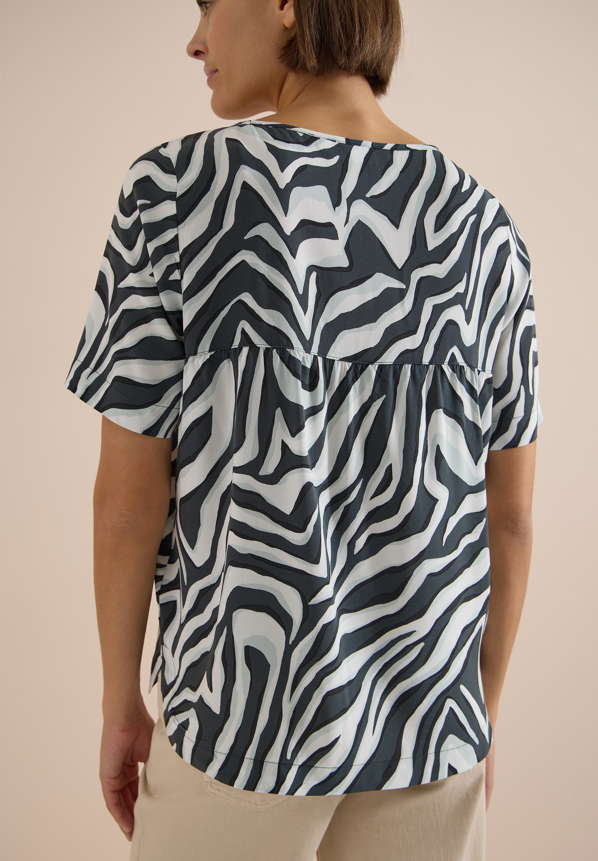 Cecil Shirtbluse Sommerbluse mit Rundhals und Print