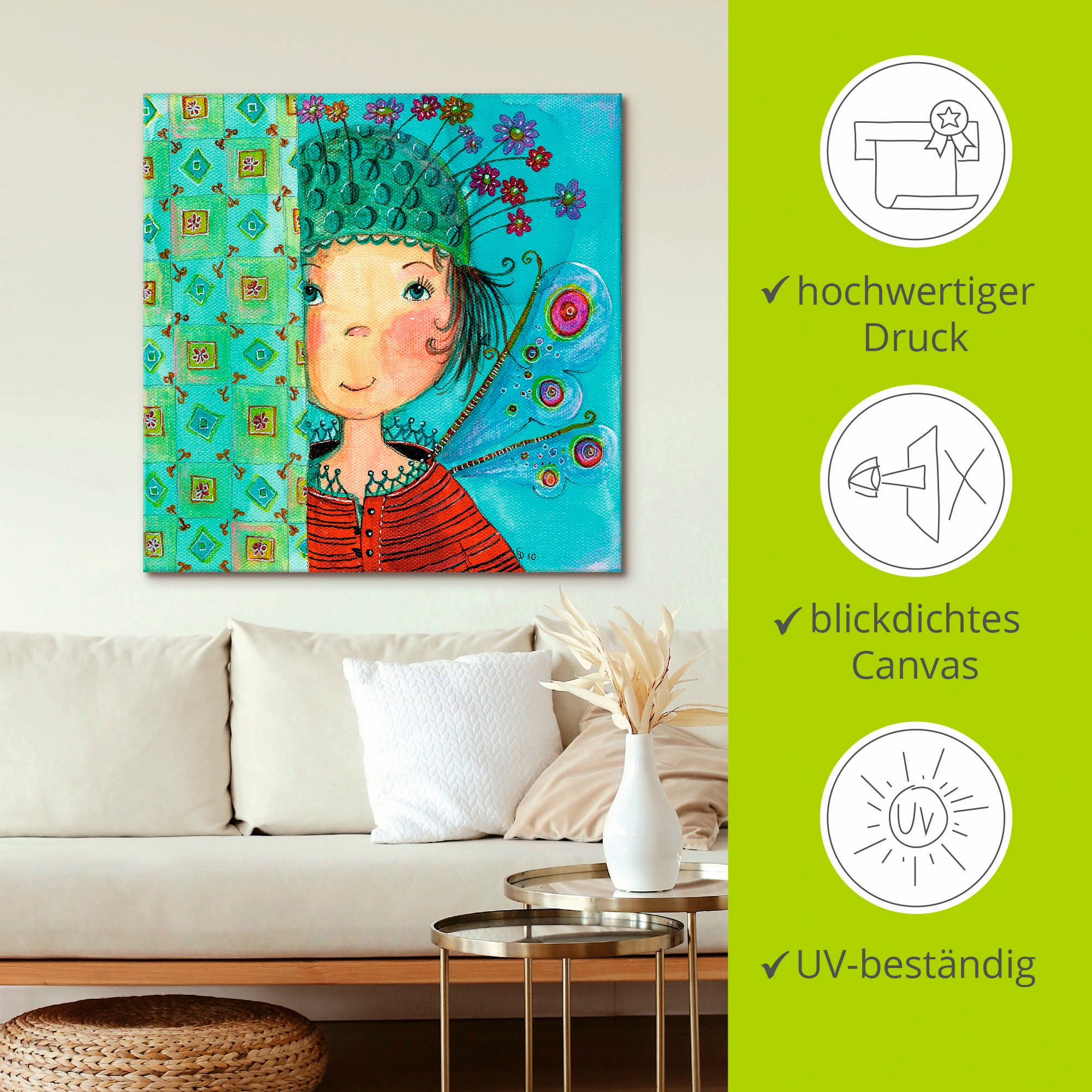 Artland Wandbild »Engelchen versteckt sich«, Kinder, (1 St.), als Leinwandbild, Poster in verschied. Grössen