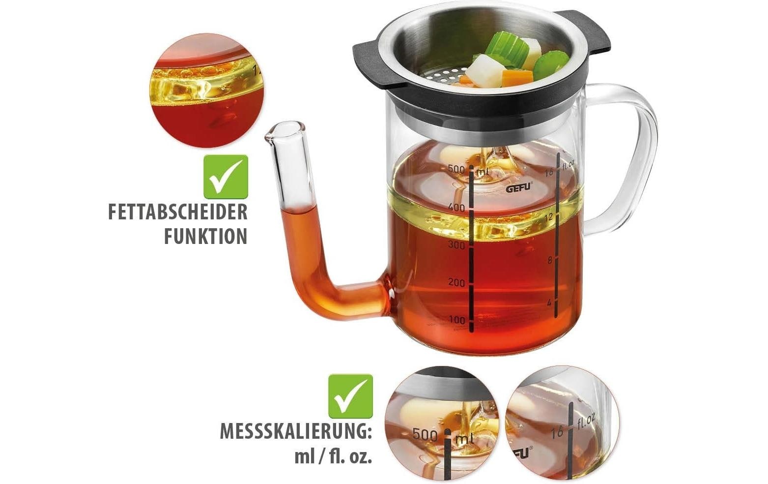GEFU Fetttrennkanne »SEPARATO« Borosilikatglas effektive Fettabscheidung, 0,5 Liter