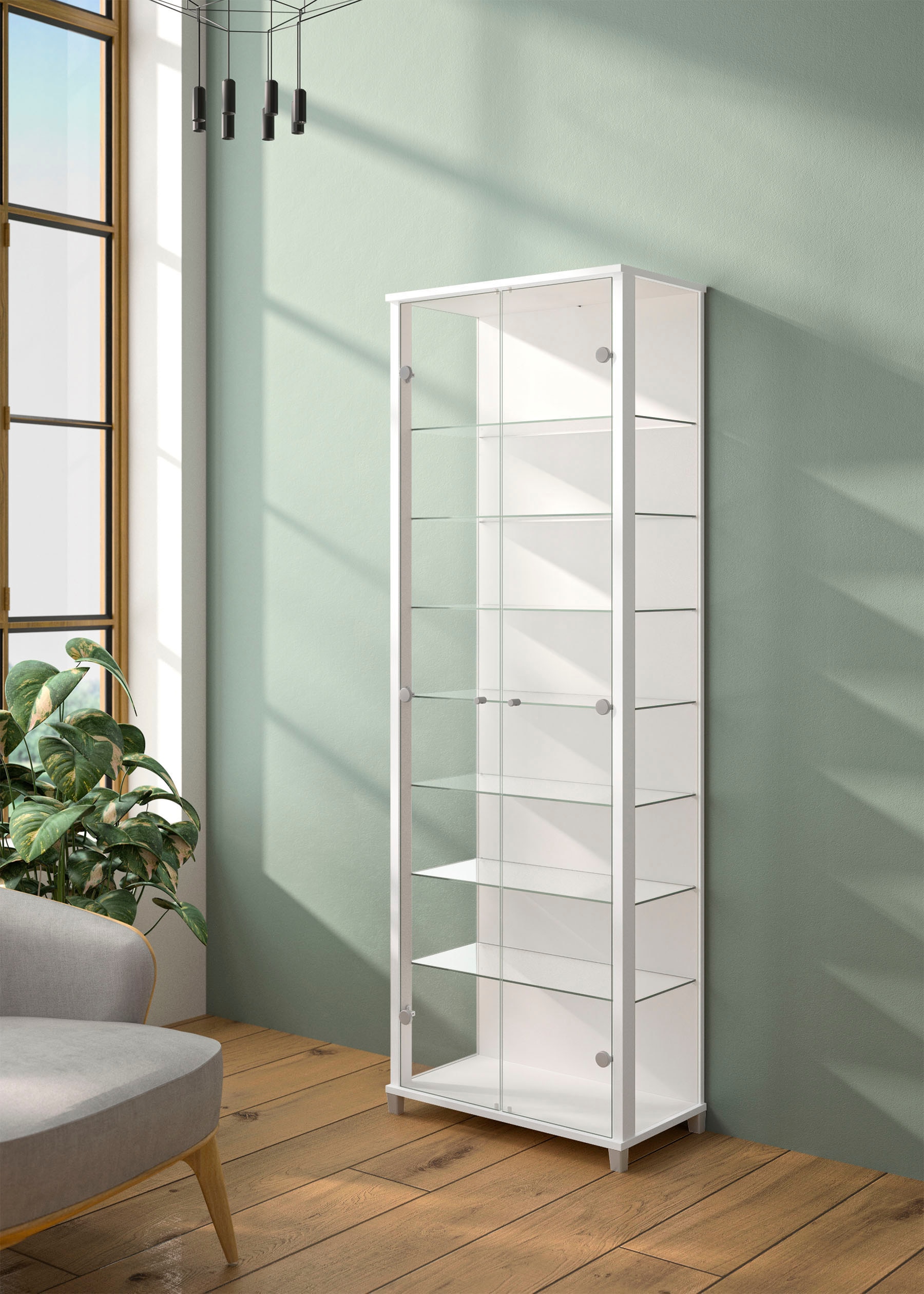 fif möbel Vitrine »Optima« Standvitrine, 2 Glastüren, 7 Böden, vielseitig, perfekt für Sammler