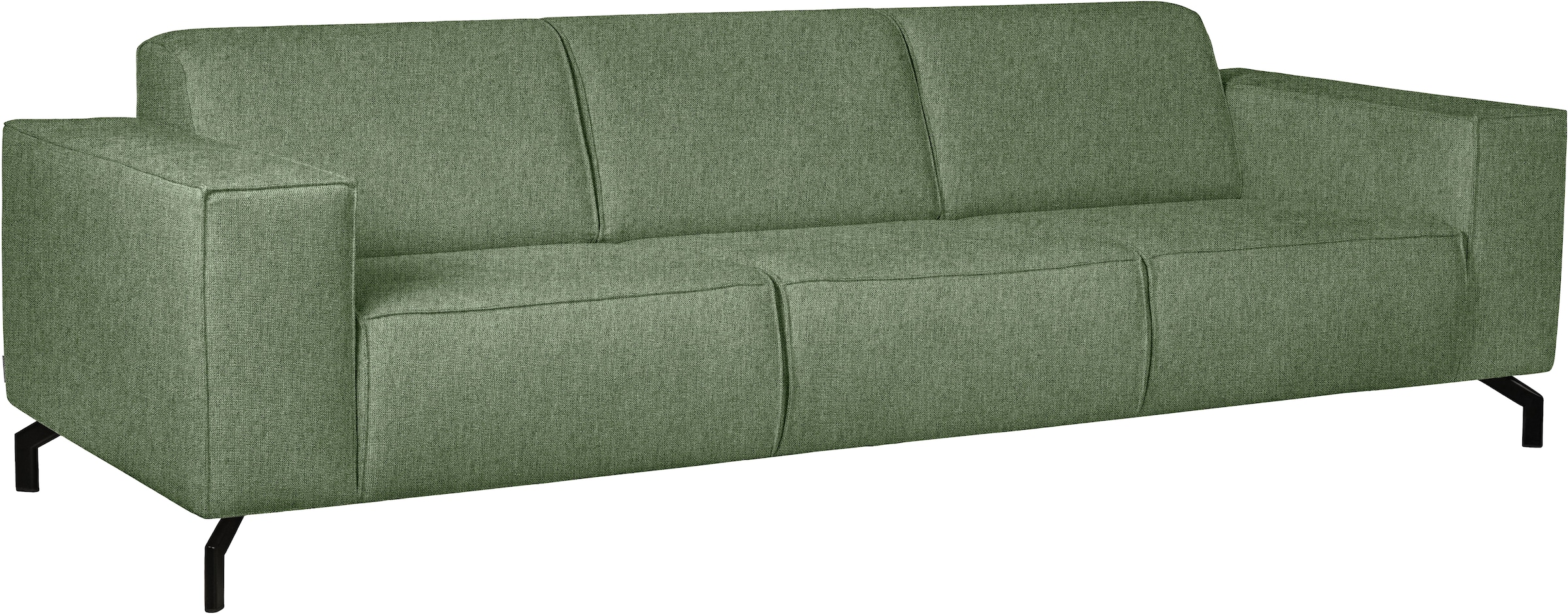 Home affaire 3-Sitzer »Lorcan 257 cm, weiches Sitzgefühl« mit schwarzen Metallfüssen, Lederoptik und in weichem Strukturstoff