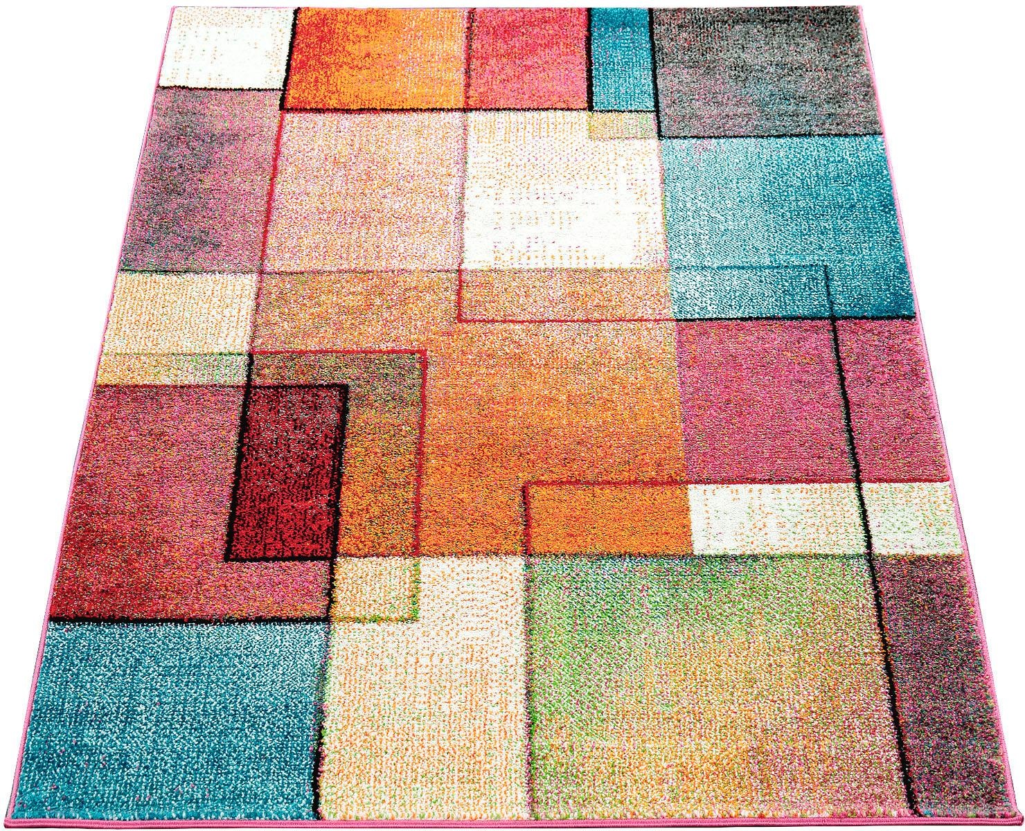 Image of Paco Home Teppich »ECE 933«, rechteckig, 14 mm Höhe, Kurzflor, modernes Karo Design, ideal im Wohnzimmer & Schlafzimmer bei Ackermann Versand Schweiz