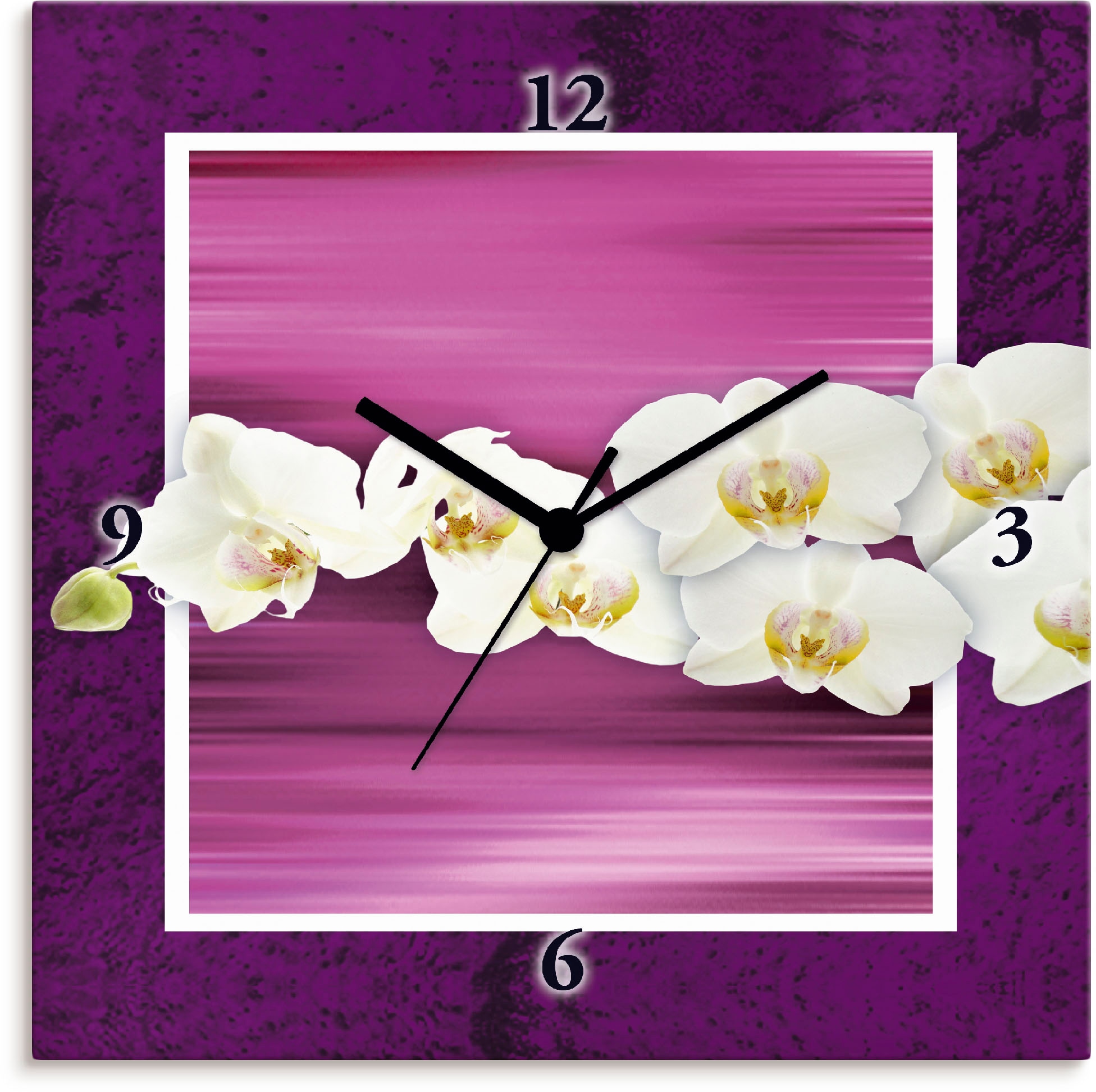 Artland Wanduhr »Orchideen - violett«, wahlweise mit Quarz- oder Funkuhrwerk, lautlos ohne Tickgeräusche