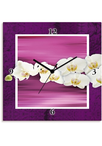 Wanduhr »Orchideen - violett«