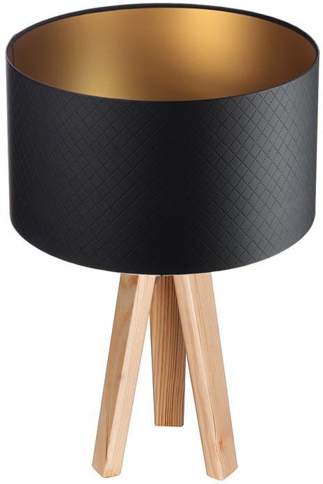 Image of Jens Stolte Leuchten Tischleuchte »Leoni«, E27, 2 St., Strukturlederimitat, Holzfuss,30cmØ, Stofftischleuchte schwarz/mattgold bei Ackermann Versand Schweiz